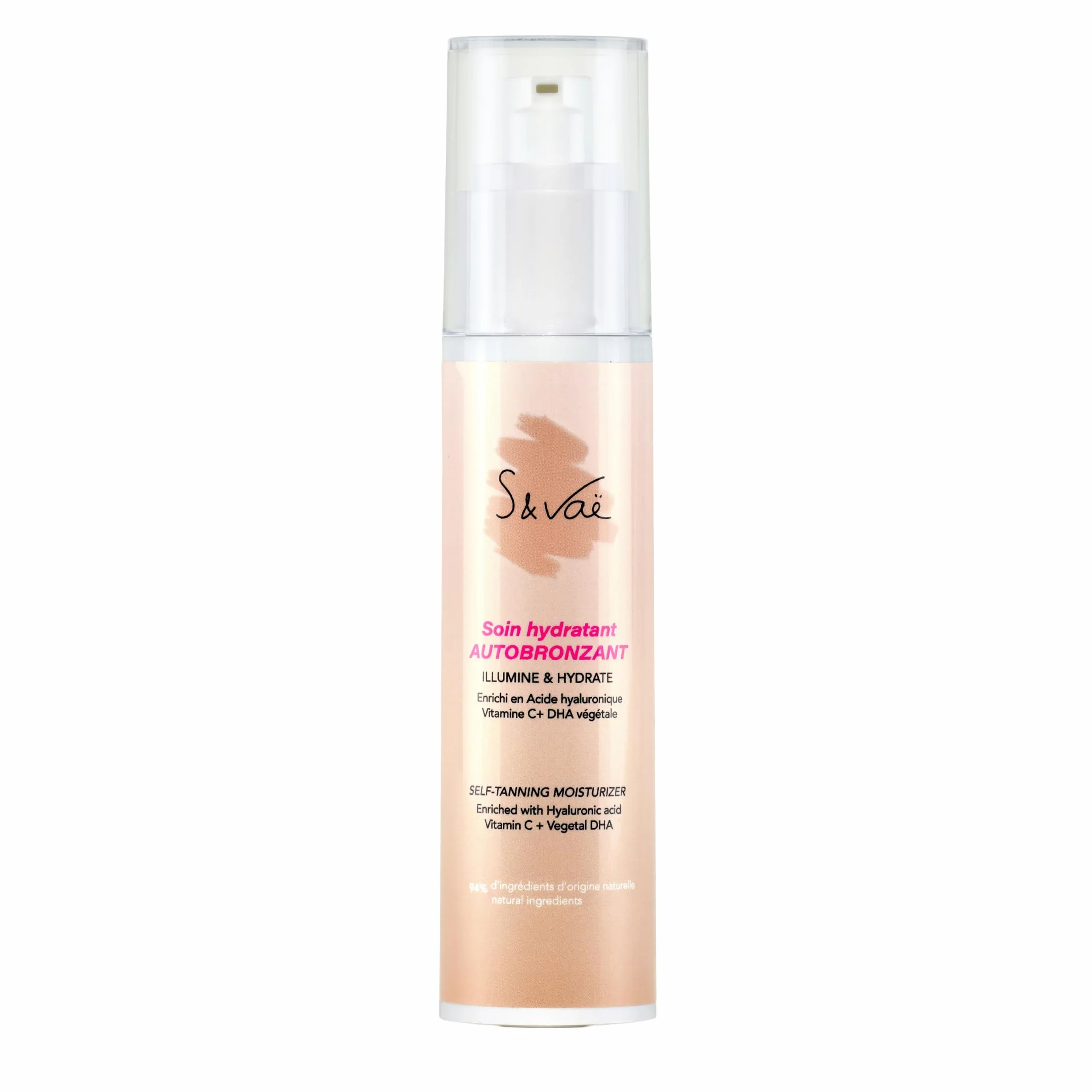 Soin hydratant autobronzant visage, acide hyaluronique et vitamine C, bronzage progressif, 50 ml, S and Vaë
