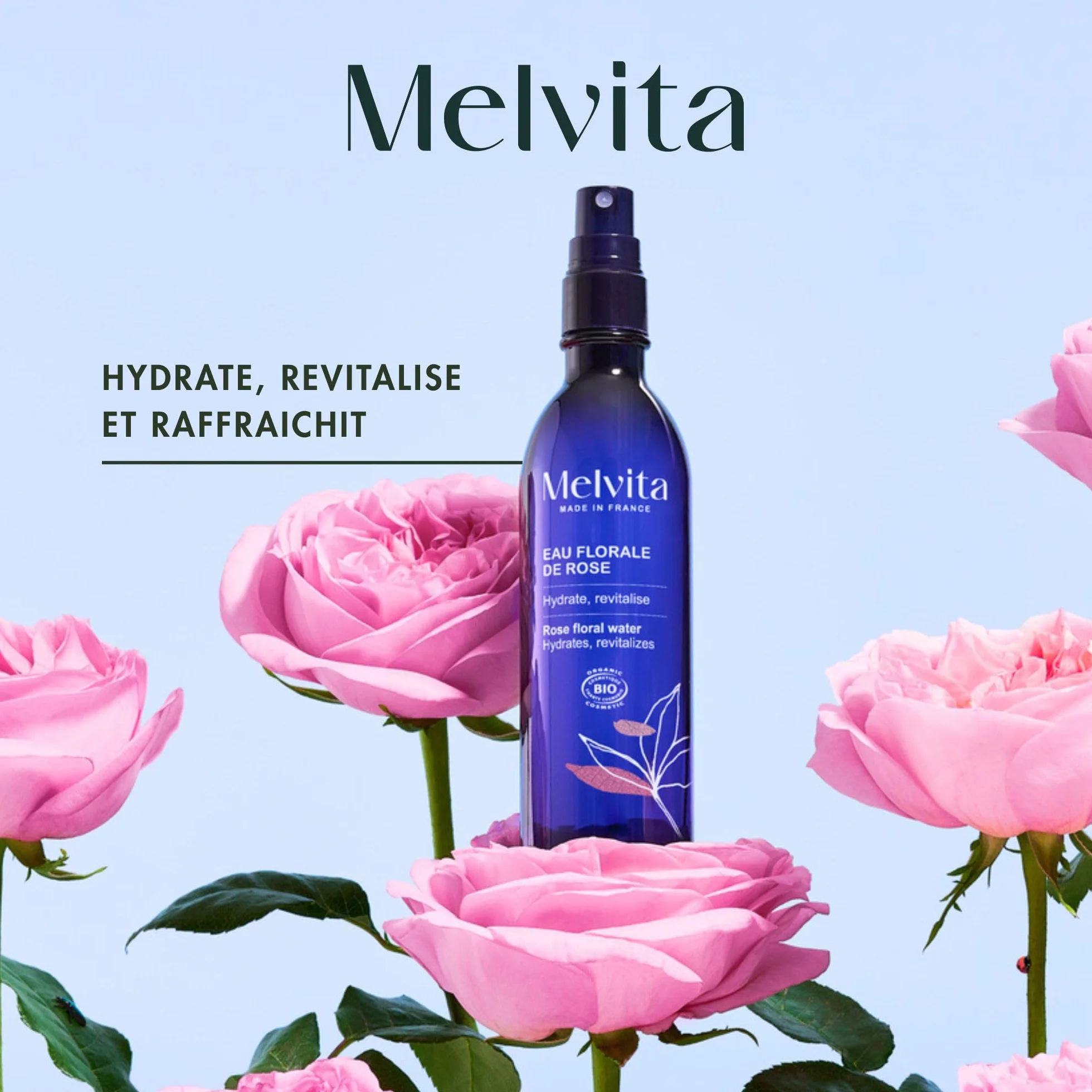 Melvita Eau Florale Tonifiante Rafraîchissante 100% Naturelle Certifiée Bio Fabriquée en France