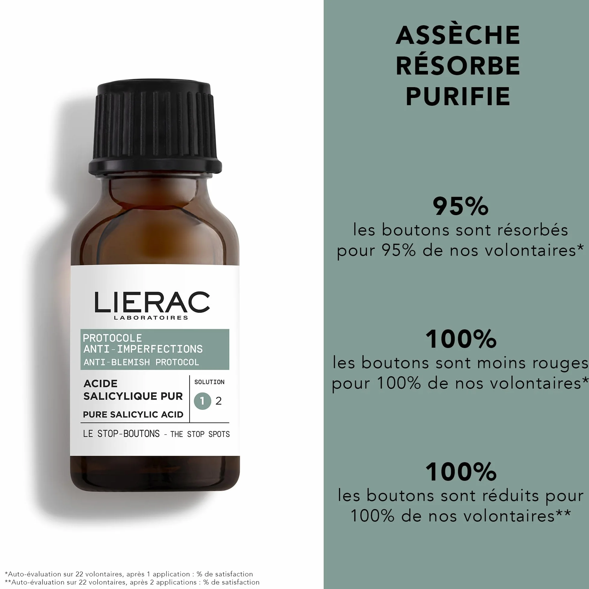 Lierac - Protocole Anti-Imperfections - Stop-Boutons 15ml - Soin SOS Nuit Immédiat qui Purifie, Assèche et Réduit les Marques - Enrichi en Acide Salicylique, Zinc et Calamine