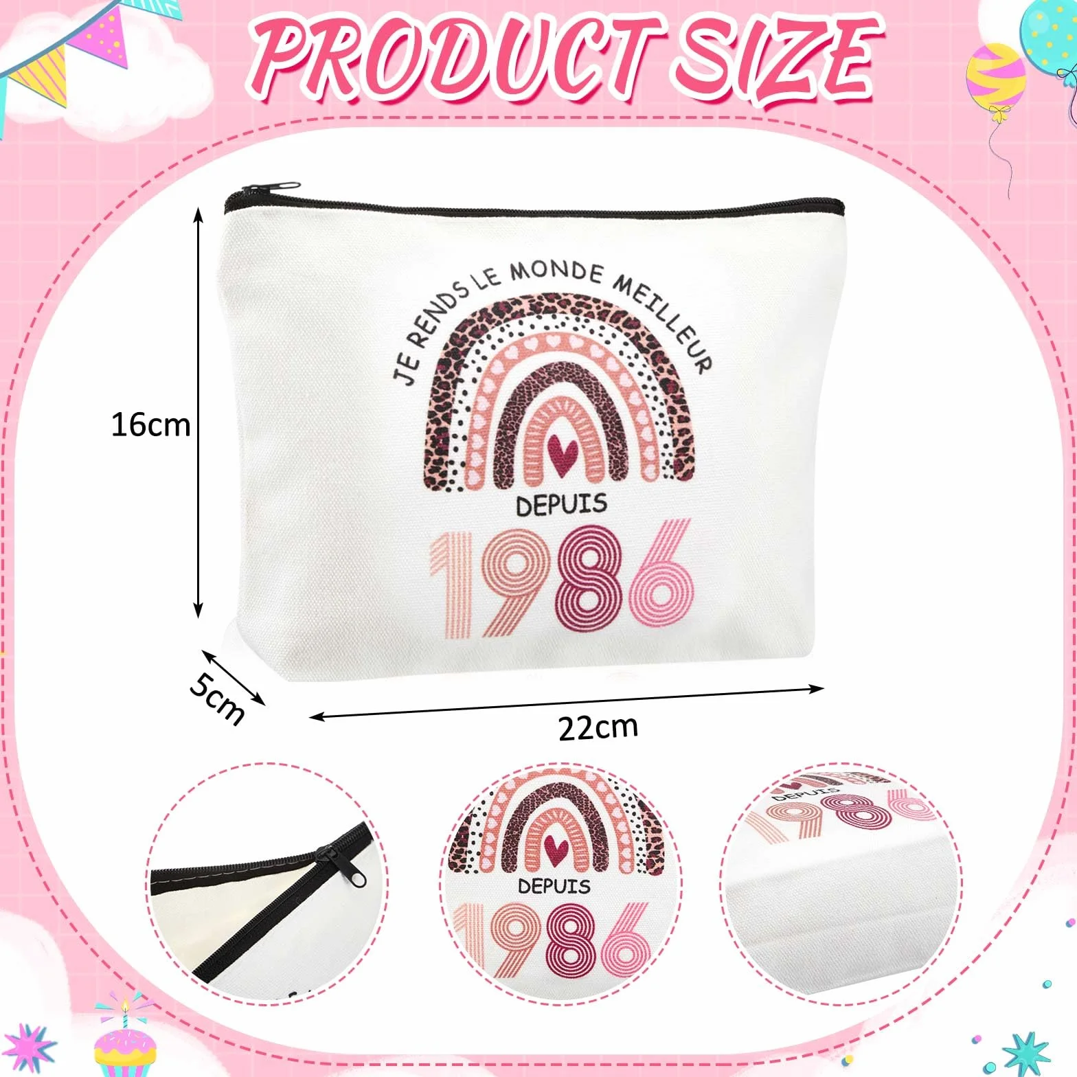 Cadeau Anniversaire Femme 40 Ans - Trousse Maquillage & Chaussettes 1986, Idée Cadeau Originale Humour Femme Née en 1986, Set Accessoire 40e Anniversaire