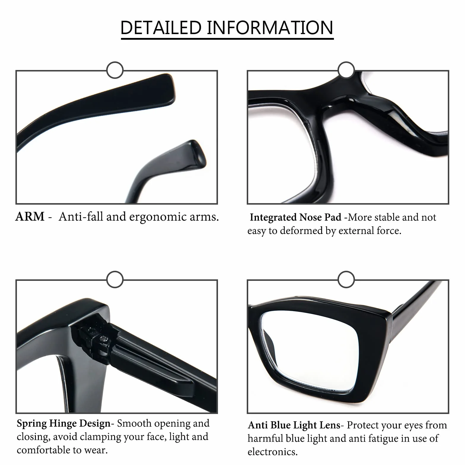 KoKoBin Oprah Lunettes de lecture carrées surdimensionnées pour femmes avec charnières à ressort