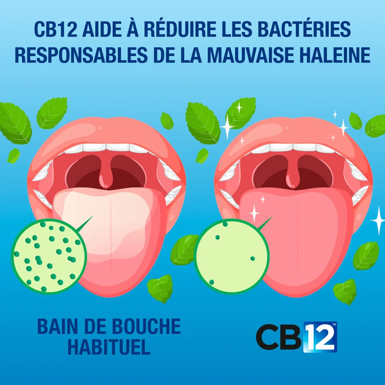 Bain de bouche sans alcool CB12 250 ml arôme menthe poivrée