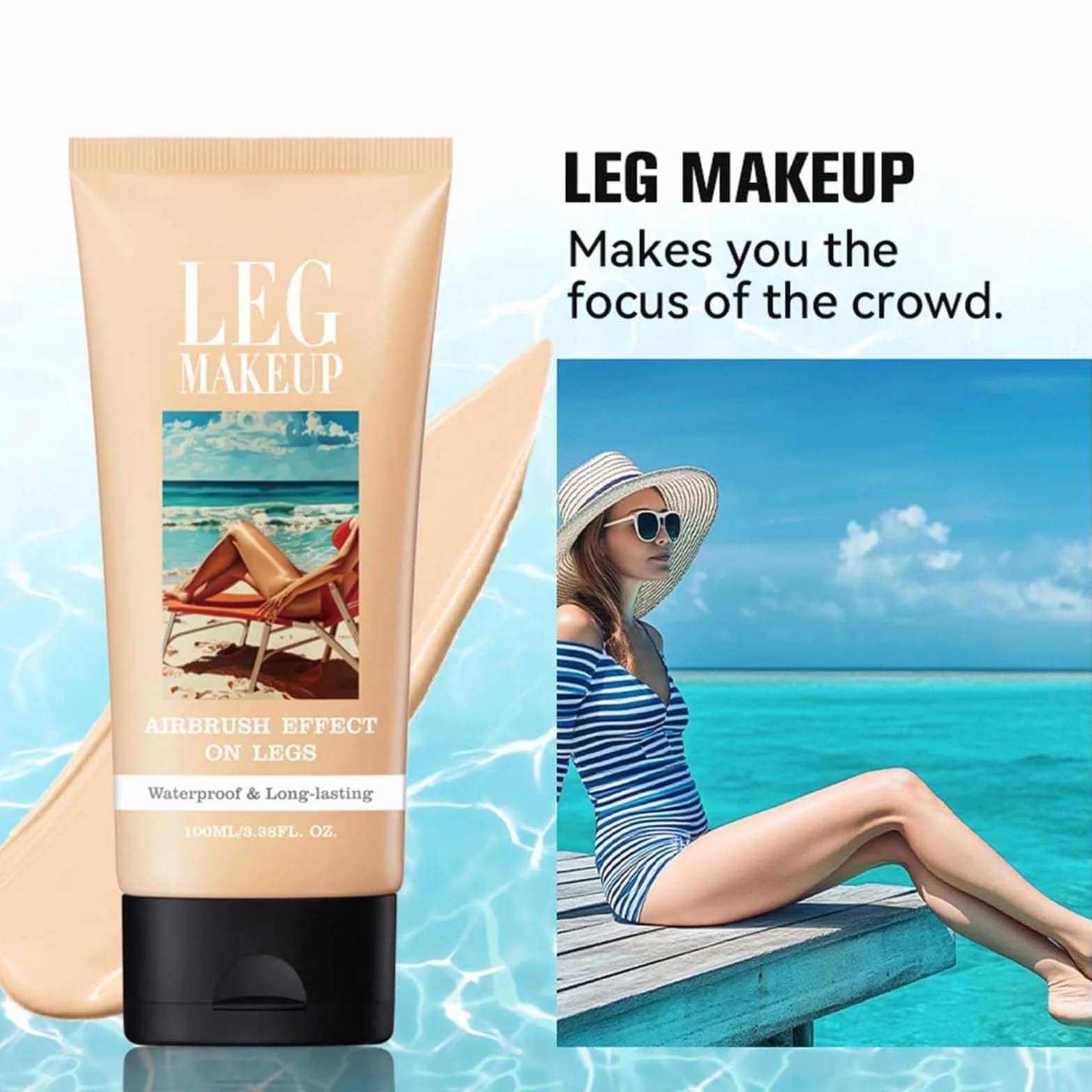Miracle De Paris Leg Makeup, Miracle De Paris Body Coverage Perfector, All Over Complexion Perfector With Brush For Legs, Waterproof Long-Lasting Sweat-Proof Coverage Concealer (#2)
