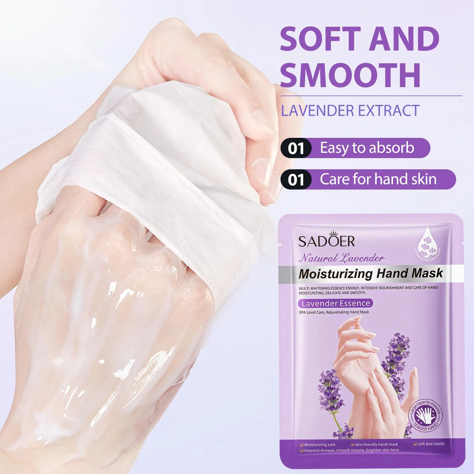 Gants Hydratants Masque De Main 4 Paires Lavande Aloe Vera Peau Sèche