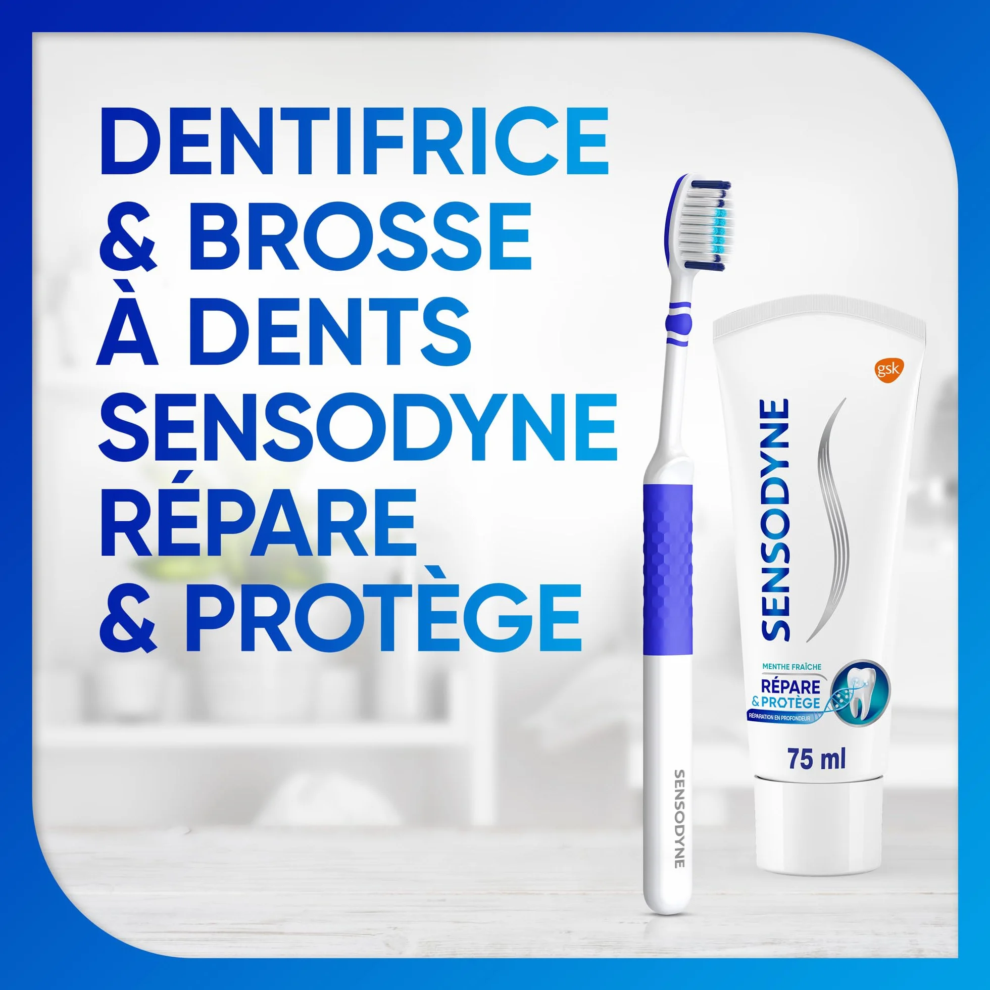 Sensodyne Dentifrice Répare et Protège Dents Sensibles Menthe Lot de 2x75ml