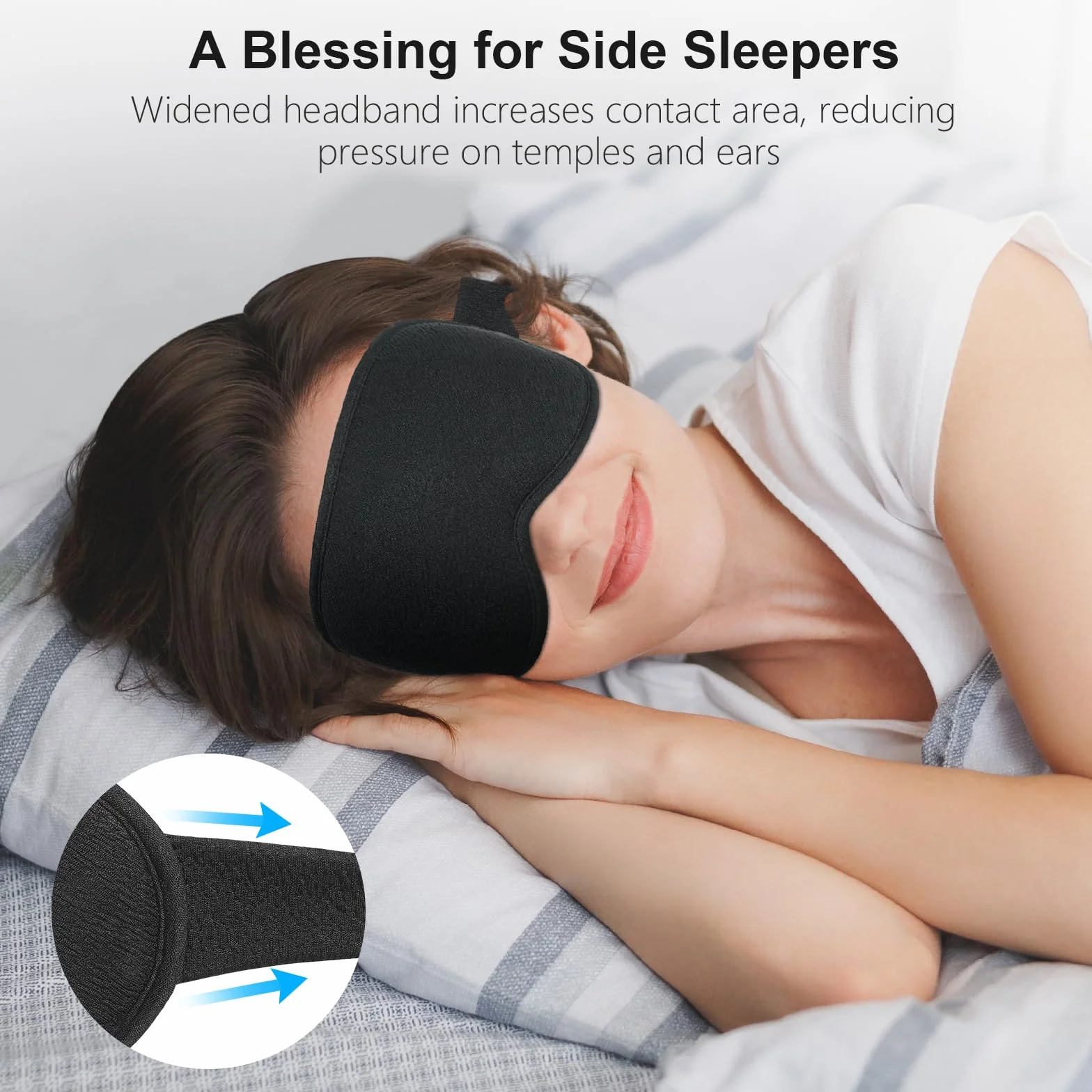 Gritin Masque de Nuit Occultant 100% Hommes Femmes, Masque de Sommeil Zero Pression Ergonomique 3D, Cache Yeux Ultra Doux Confortable