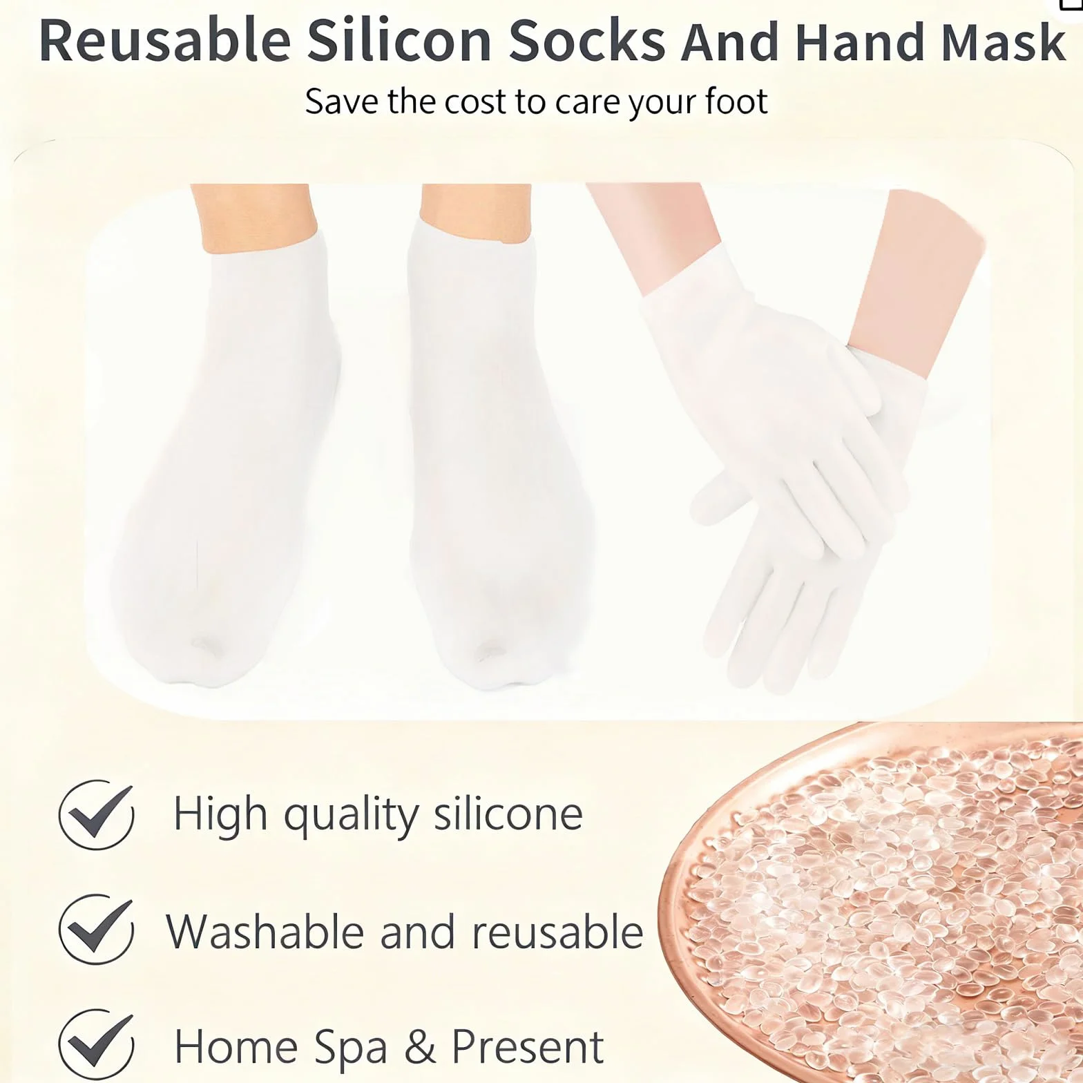 VolksRose Masque Pieds et Mains en Silicone Antidérapants Hydratants avec Peeling pour Callosités - Soin Réutilisable