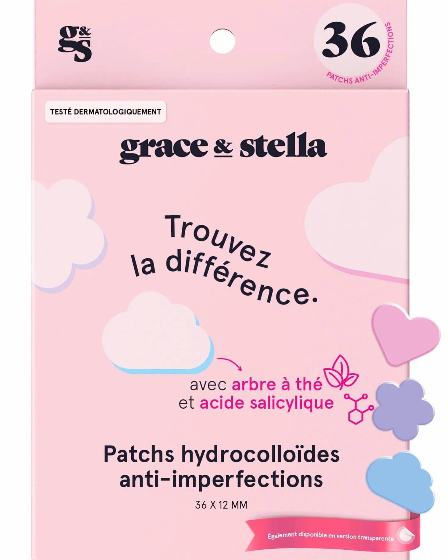 Grace & Stella Patch Hydrocolloïde Visage 36 unités Testés Dermatologues Vegan