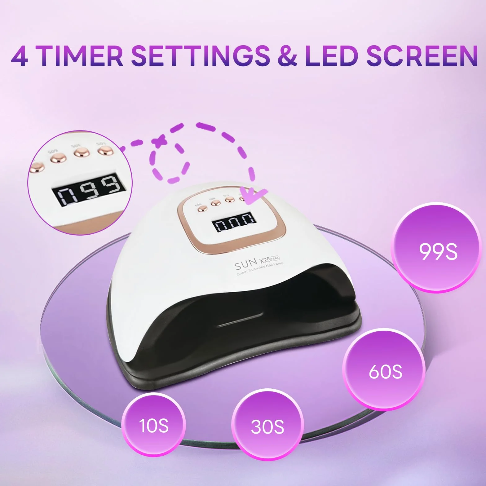 380W UV LED Nail Lamp,Sécheur de gel de vernis à ongles avec 81 perles, lampe UV pour ongles avec 4 réglages de minuterie, Sécheur LED de gel pour vernis à ongles avec capteur automatique, écran LCD
