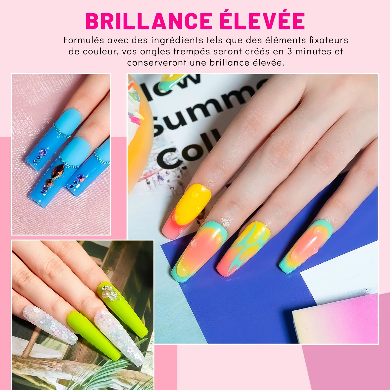 Aokitec Kit 36 poudres à ongles avec poudre de construction 20+1 couleurs activateur base tremper couche finition nail art