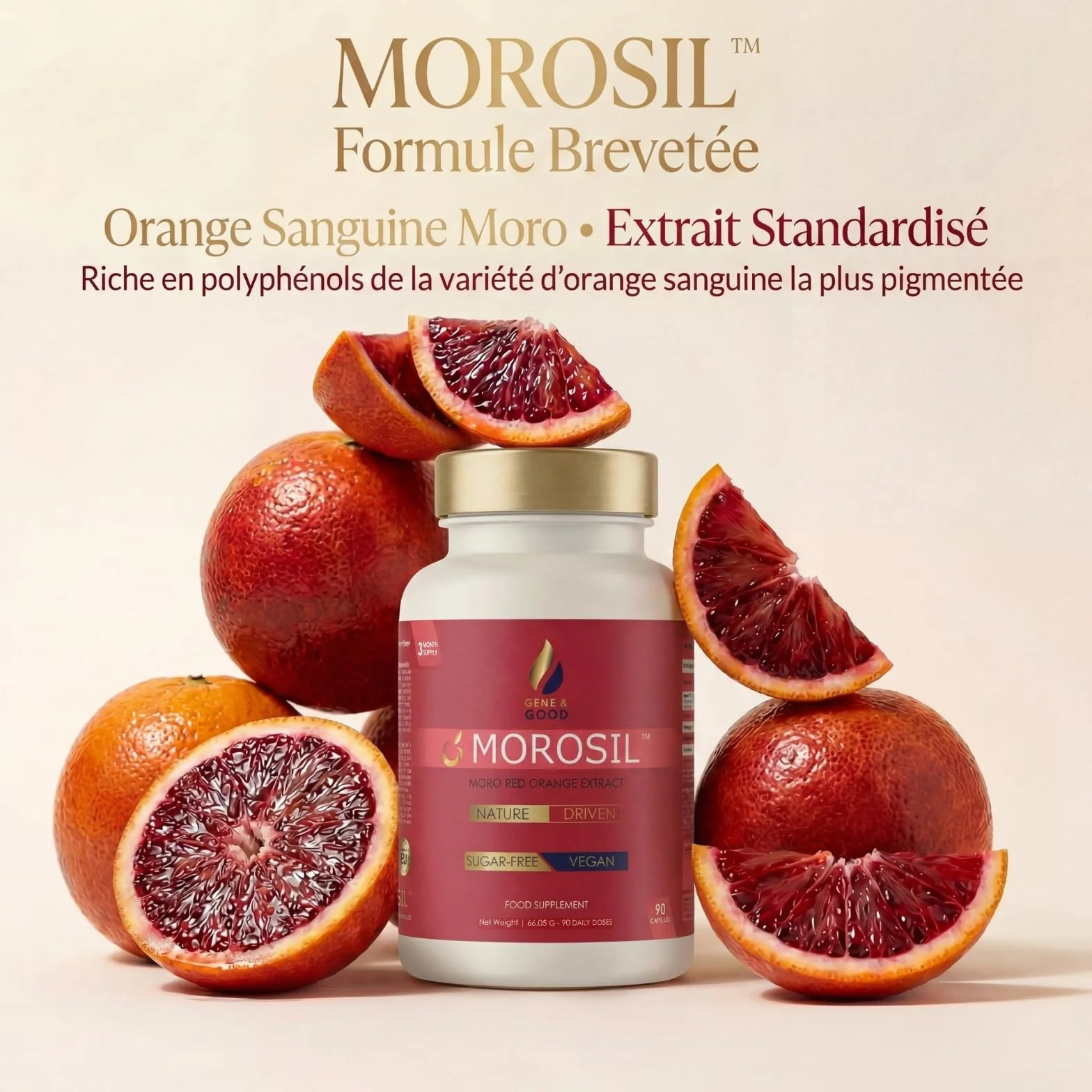 MOROSIL™ Gene & Good® Orange Rouge Moro 400 mg/jour 90 Gélules Vegan Contrôle du Poids Silhouette