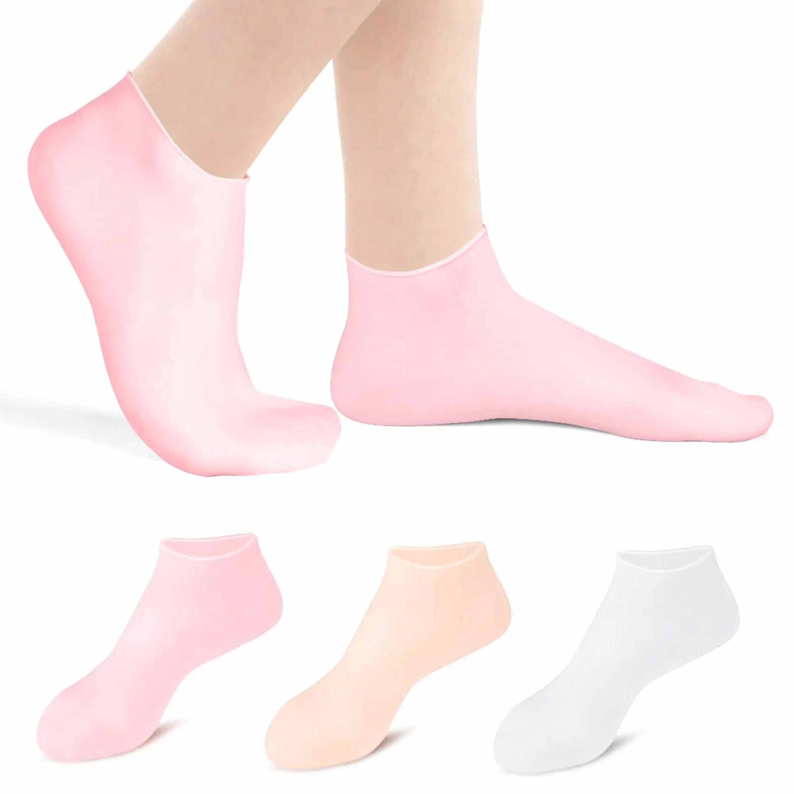 ACWOO Chaussettes Hydratantes en Silicone 3 Paires Soin des Pieds Fissurés