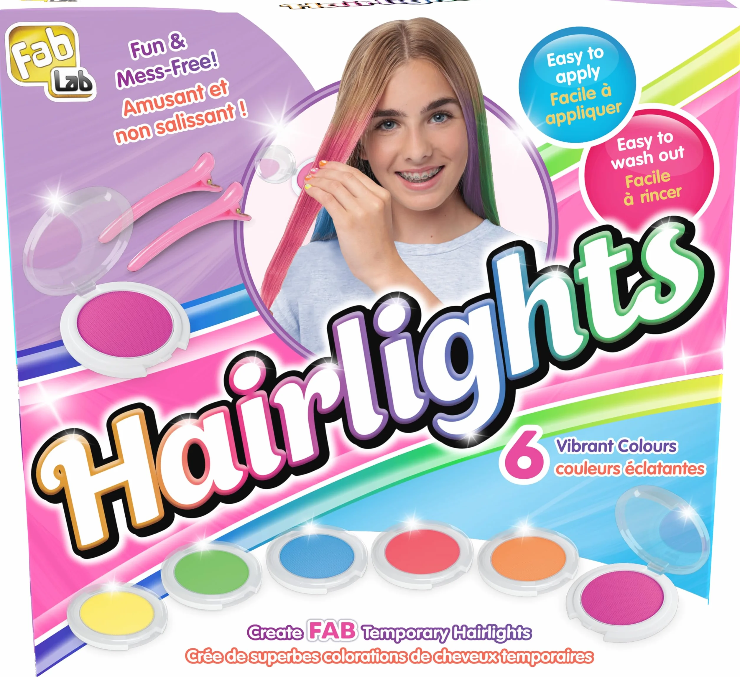 Kit pour Mèches Colorées Non Permanentes pour Enfants dès 8 Ans - Coloration Temporaire Cheveux - 6 Couleurs Vives