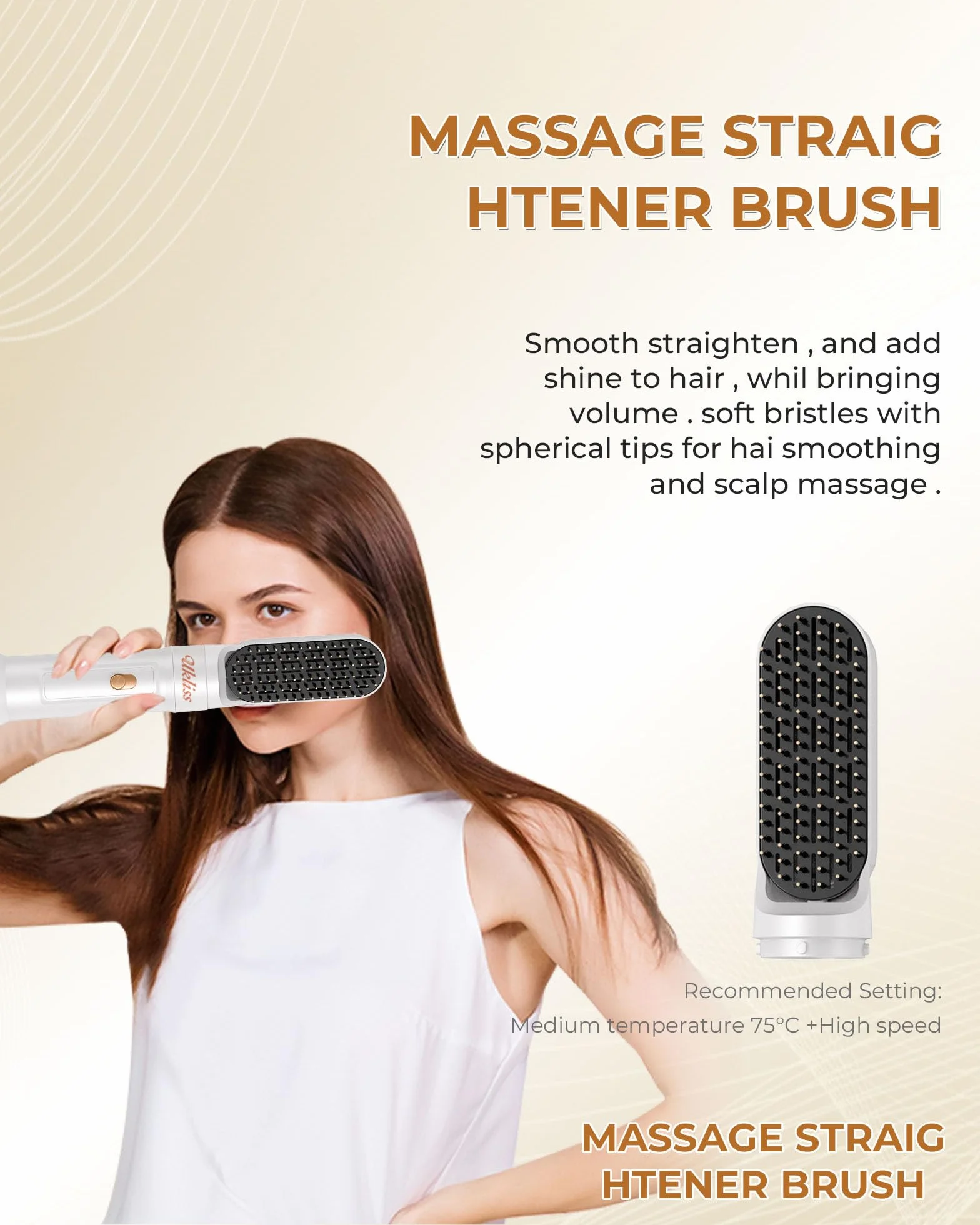 UKLISS Airbrush 6 en 1 Sèche Cheveux Professionnel 1000W Boucleur Automatique Brosse Soufflante Blanc