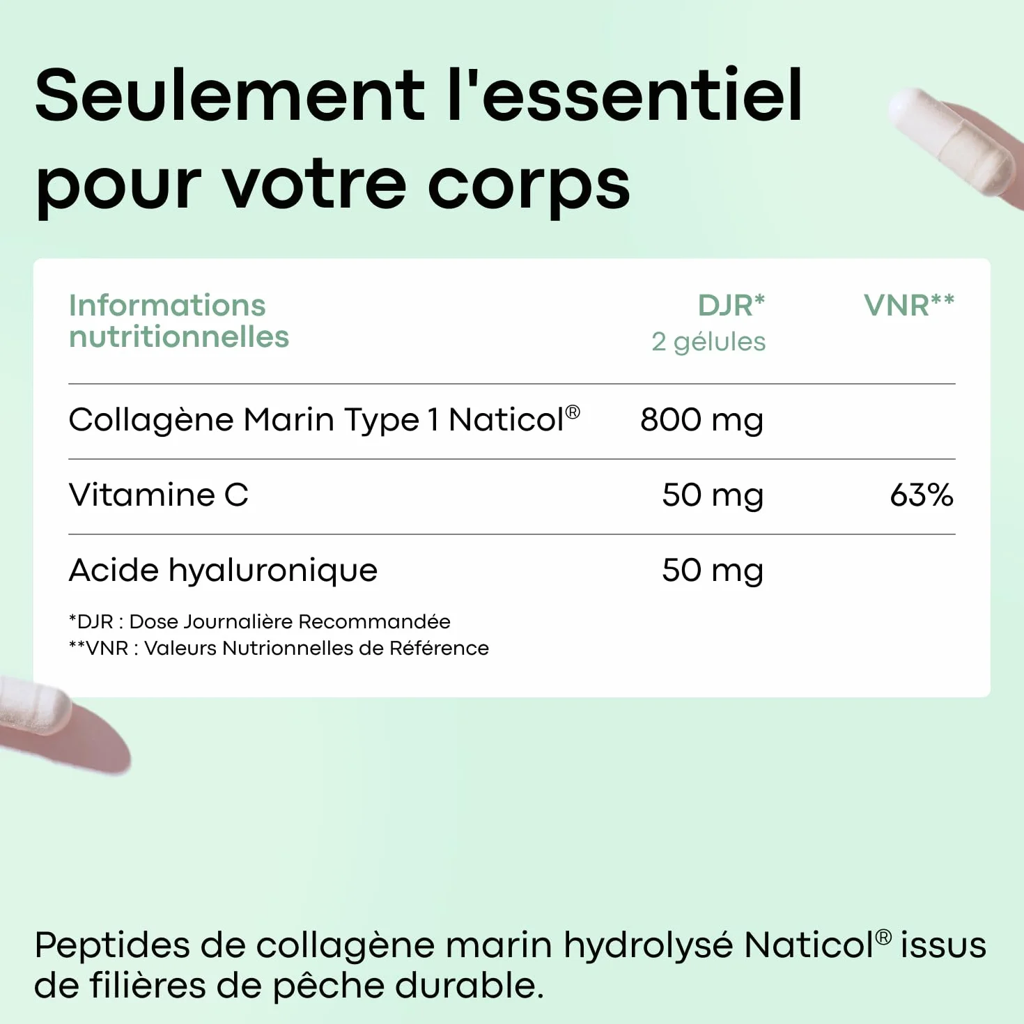 Novoma Essentials Collagene Marin Acide Hyaluronique Vitamine C 120 Gélules Peau Articulations