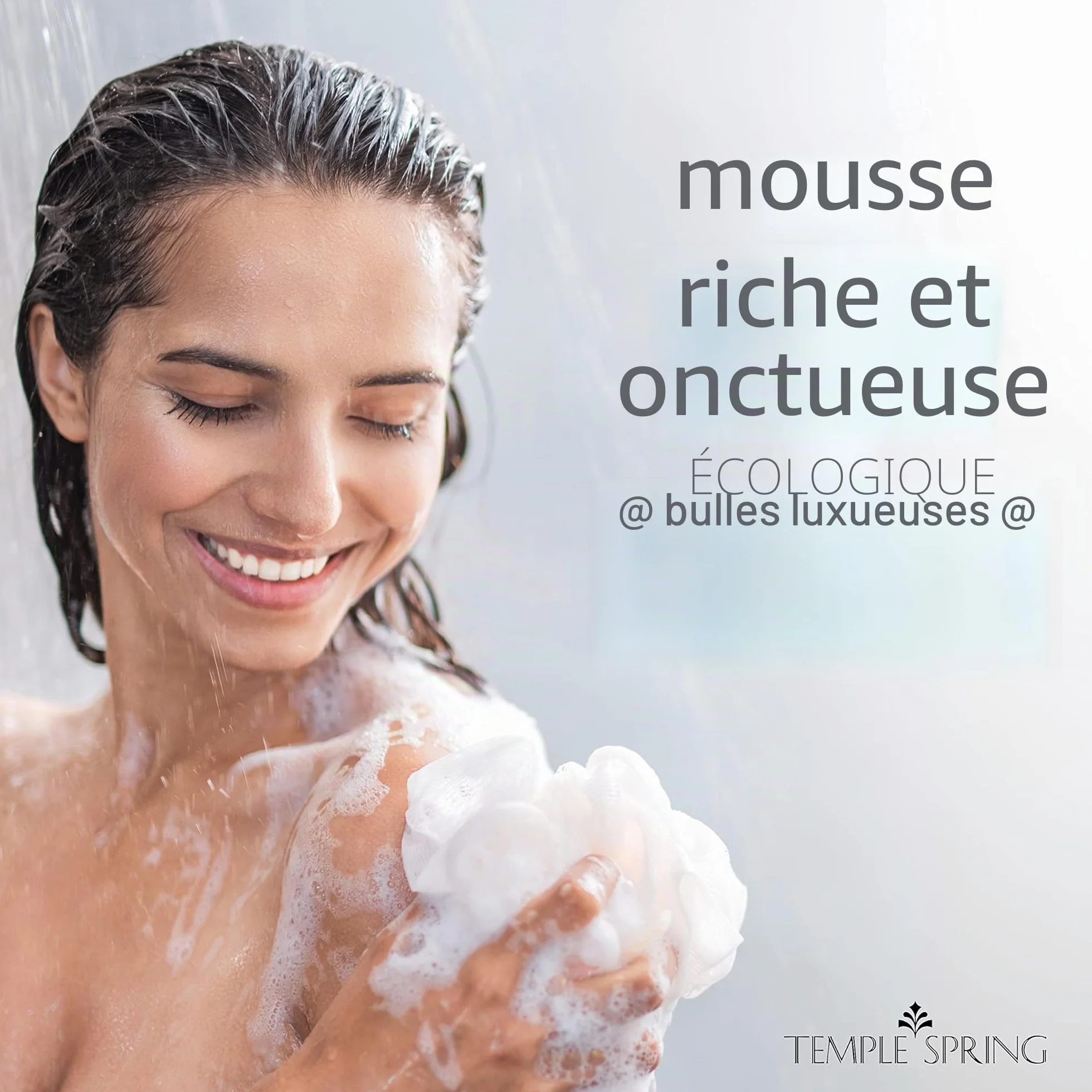 Fleur de Douche Recyclées Loofah Gommage Corps Eponge Exfoliante Luffa Djampe Gris