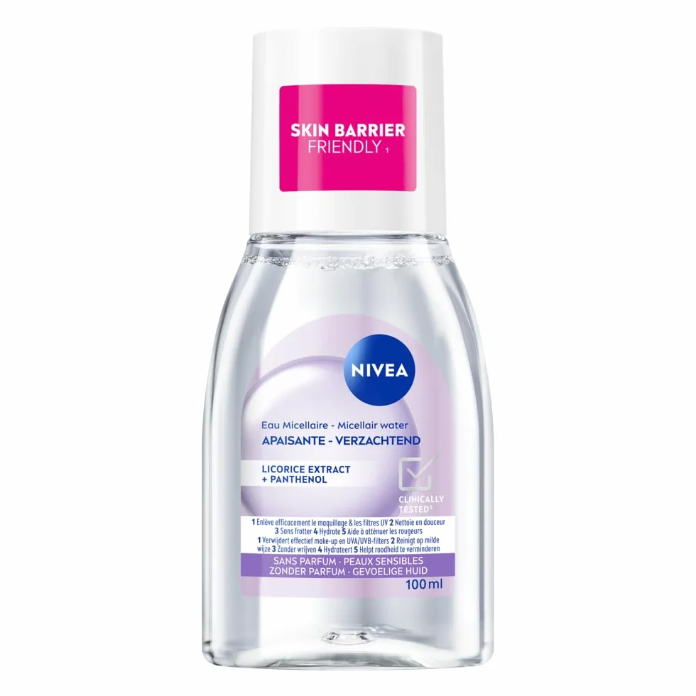 NIVEA Eau Micellaire Apaisante Efficacité Waterproof Visage Yeux Lèvres 100 ml