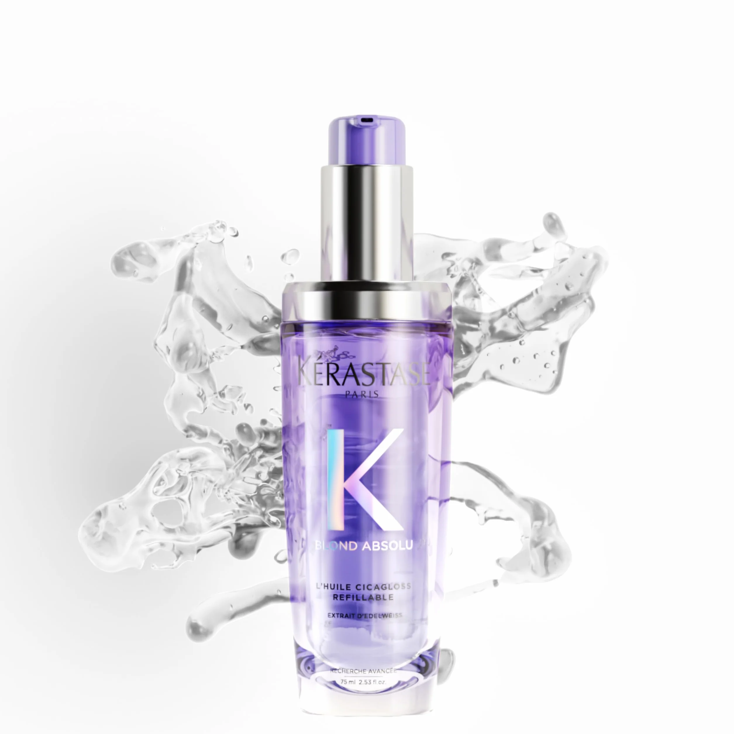 KÉRASTASE Blond Absolu L'Huile Cicagloss Rechargeable Huile Capillaire Brillance Multi-Usage Soin Thermo-Protecteur Sans Rinçage Cheveux Blonds