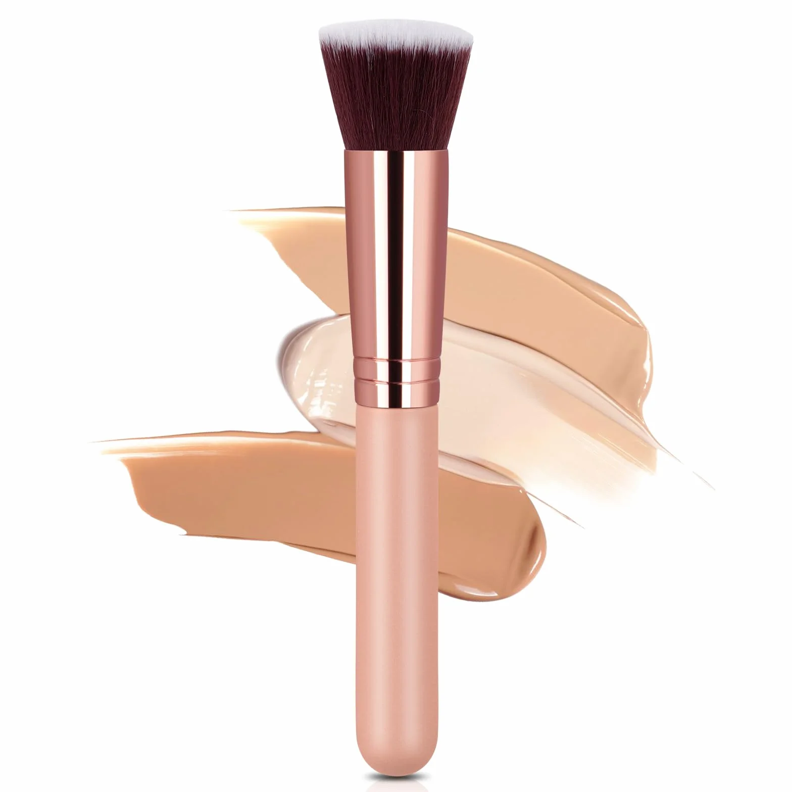 AOOWU Pinceau Fond de Teint Professionnel Maquillage Visage Mélange Liquide Crème Poudre Cosmétique Polissage Anticernes Rose