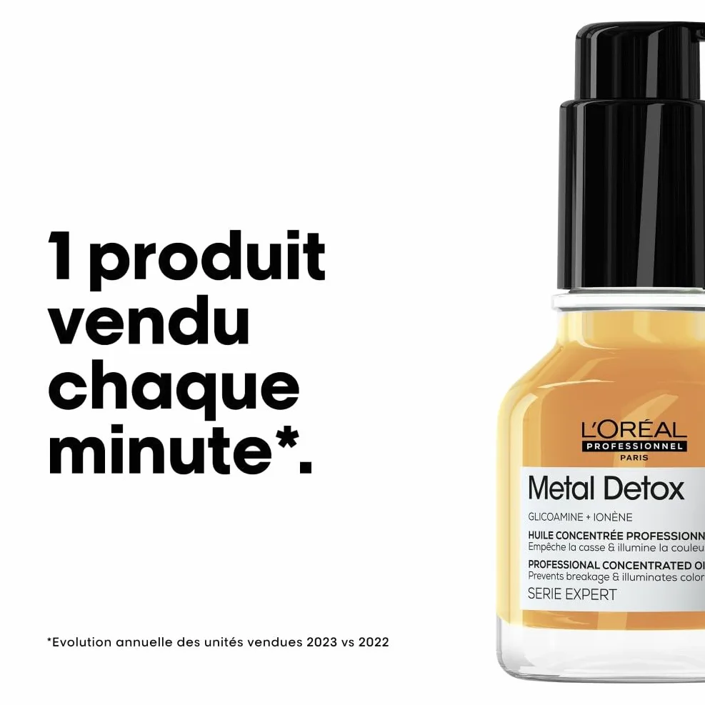 L'OREAL PROFESSIONNEL Metal Detox Anti-Casse Cheveux Abîmés & Cassants Raides à Bouclés Naturels à Colorés -97% de Casse 2x Plus de Brillance