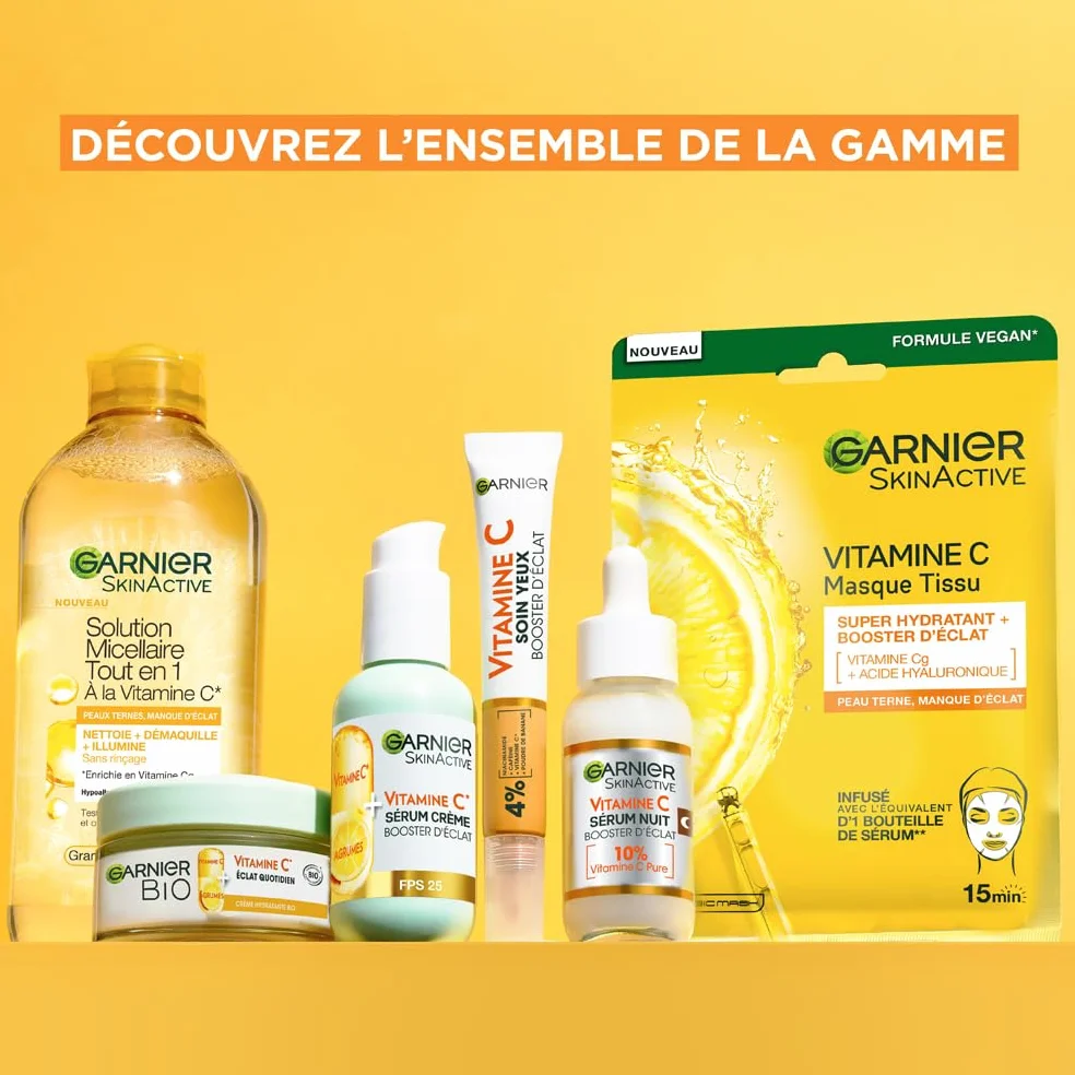 GARNIER Skin Active Soin Yeux Booster D'Éclat Niacinamide Caféine Vitamine C 15 ml