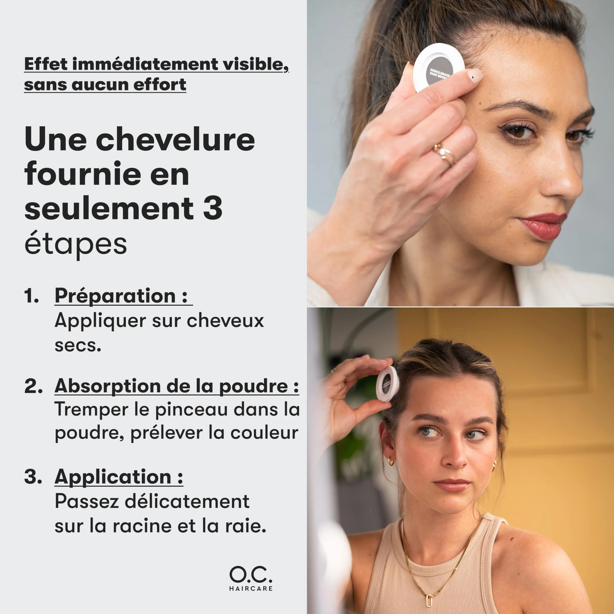 O.C. HAIRCARE Poudre épaississante pour cheveux - 9 couleurs - Recommandé par les grands salons