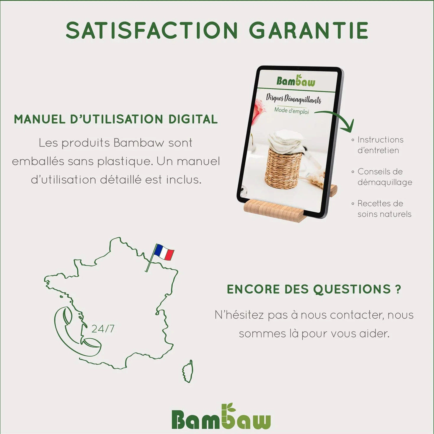 Bambaw Disques Démaquillants Lavables Lot de 22 avec Sac de Rangement