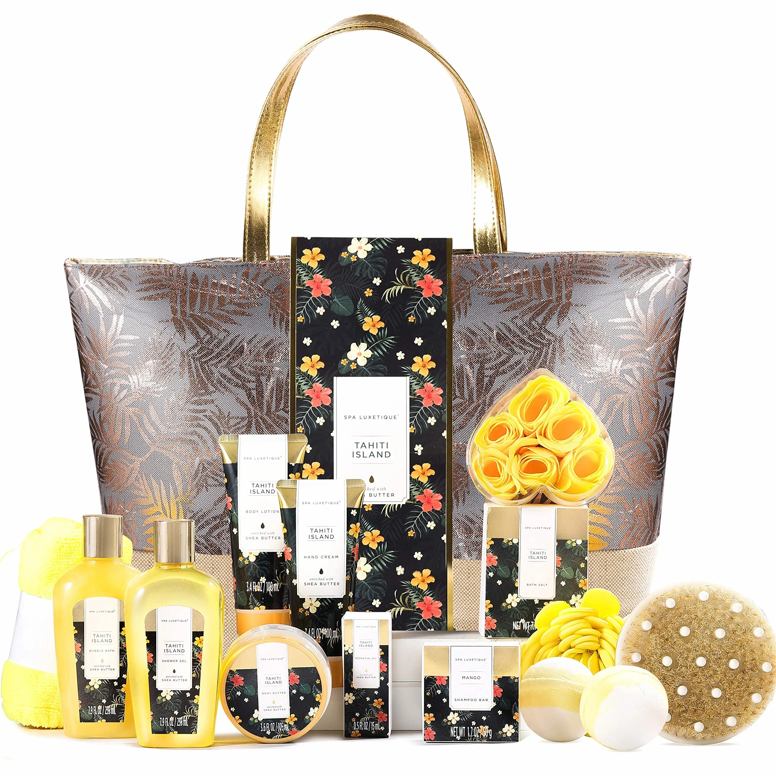 Spa Luxetique Coffret Cadeau Femme 15pcs Tropique Beurre de Karité Boules de Bain