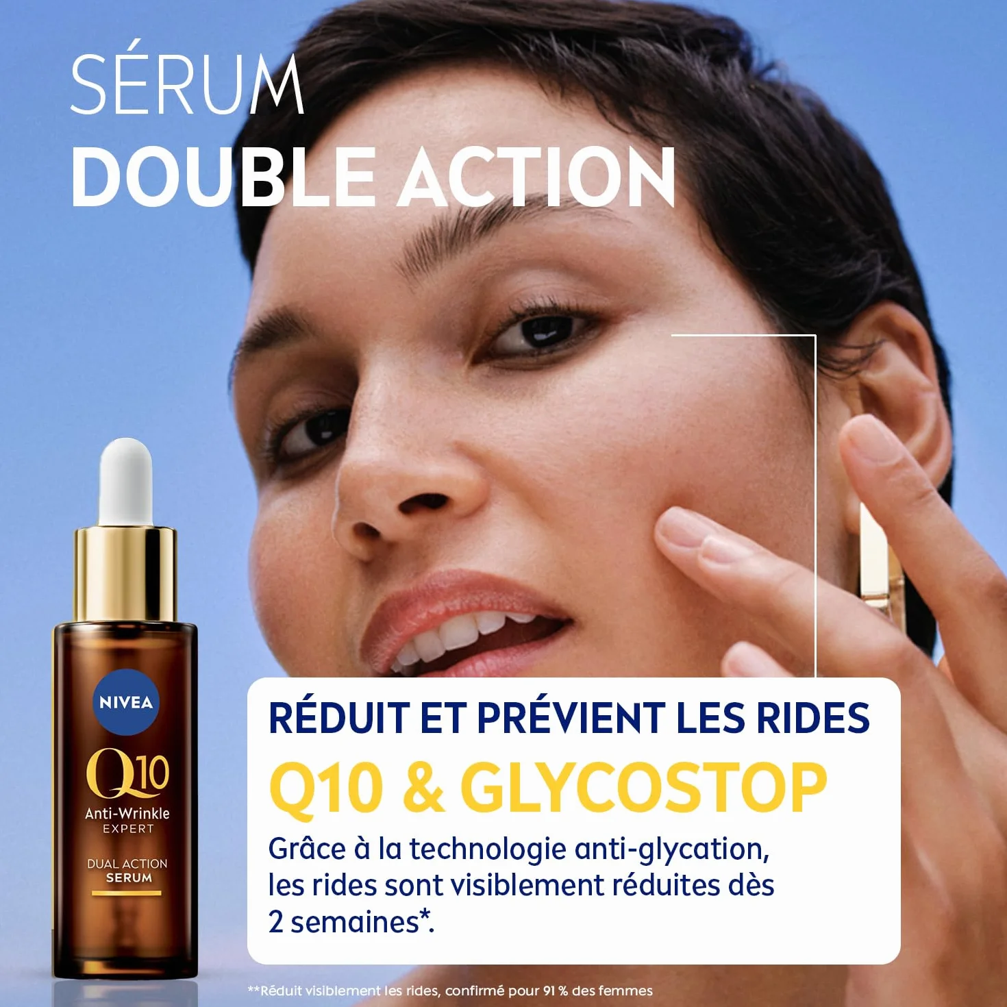 NIVEA Coffret Soin Visage Anti-Âge Q10 Anti-Rides Sérum Double Action 30 ml + Soin de Jour Anti-Rides & Fermeté 50 ml
