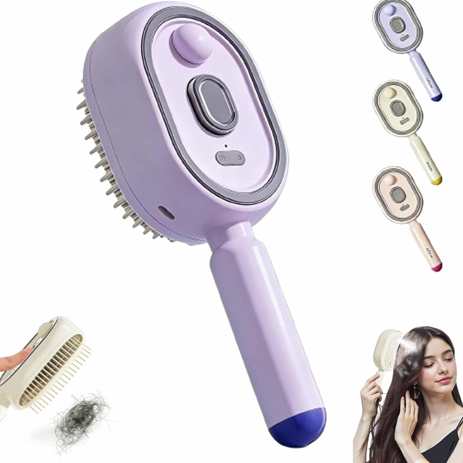 Brosse à vapeur électrique pour cheveux, lisseur rechargeable anti-frisottis antistatique