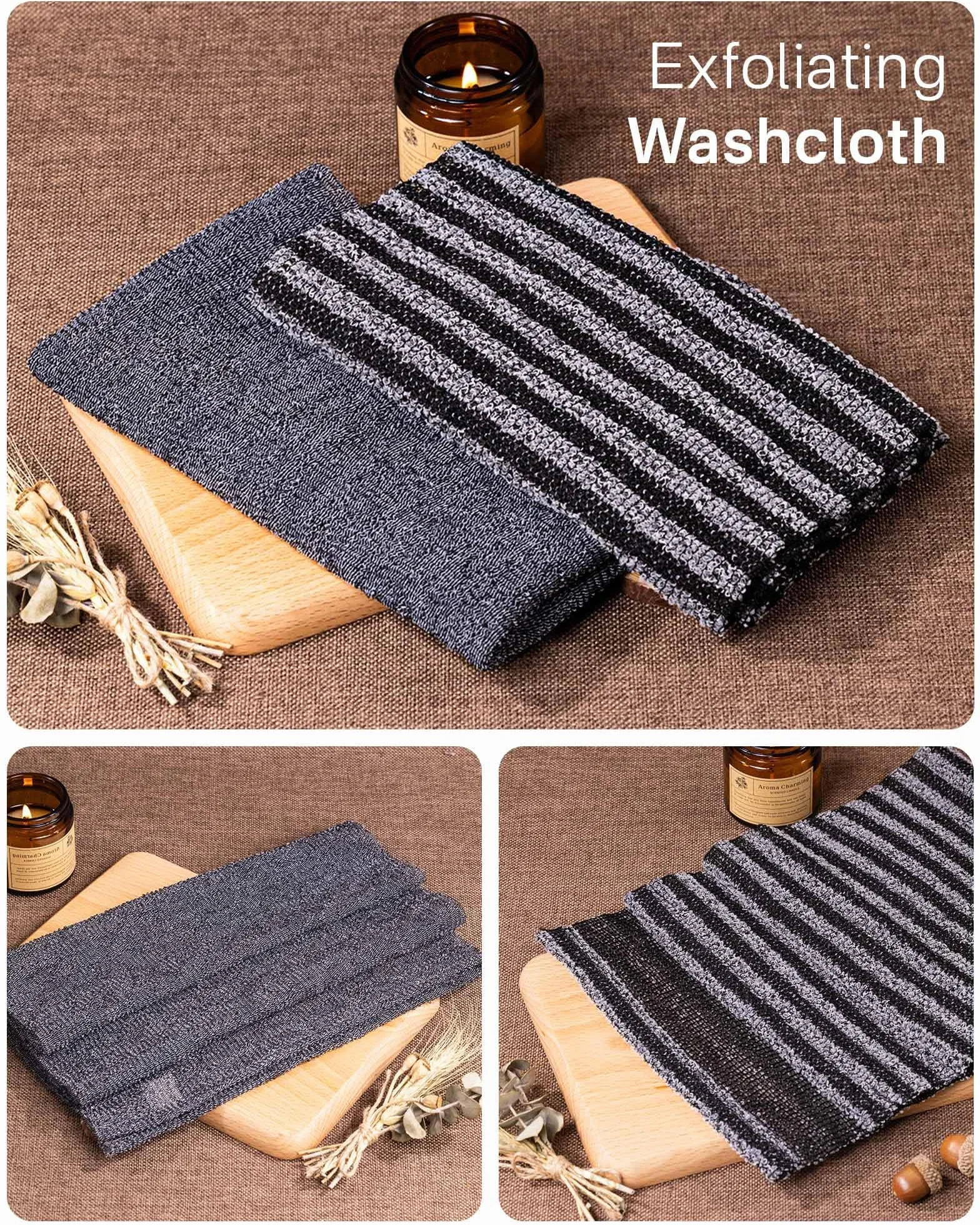 Yiclick Lot de 2 débarbouillettes exfoliantes – Éponge de lavage en luffa pour le corps – Brosse douce pour le dos