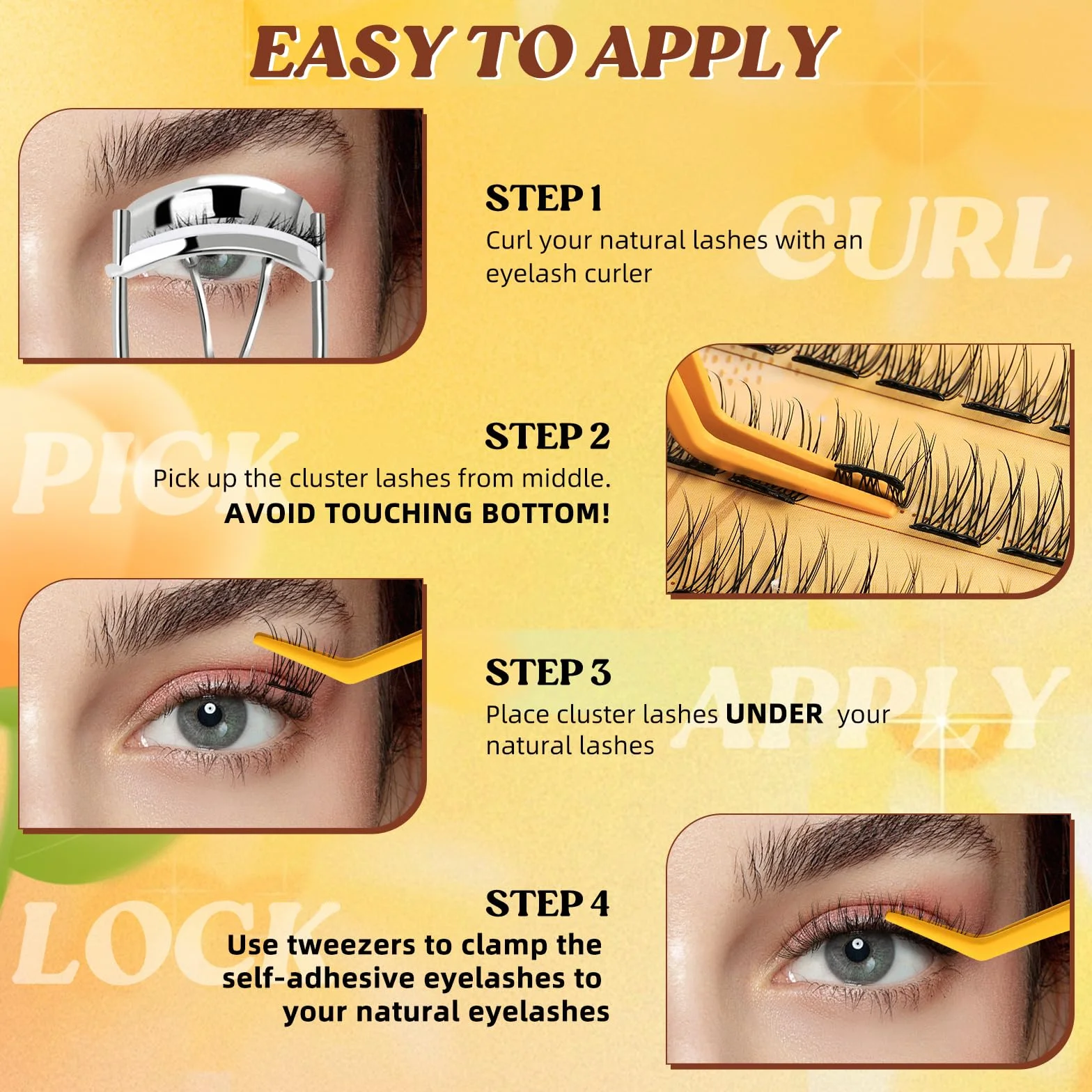 QUEWEL Auto-adhésifs Extension Cils Apparence naturelle, Faux Cils kit réutilisables 60 pièces pour débutants