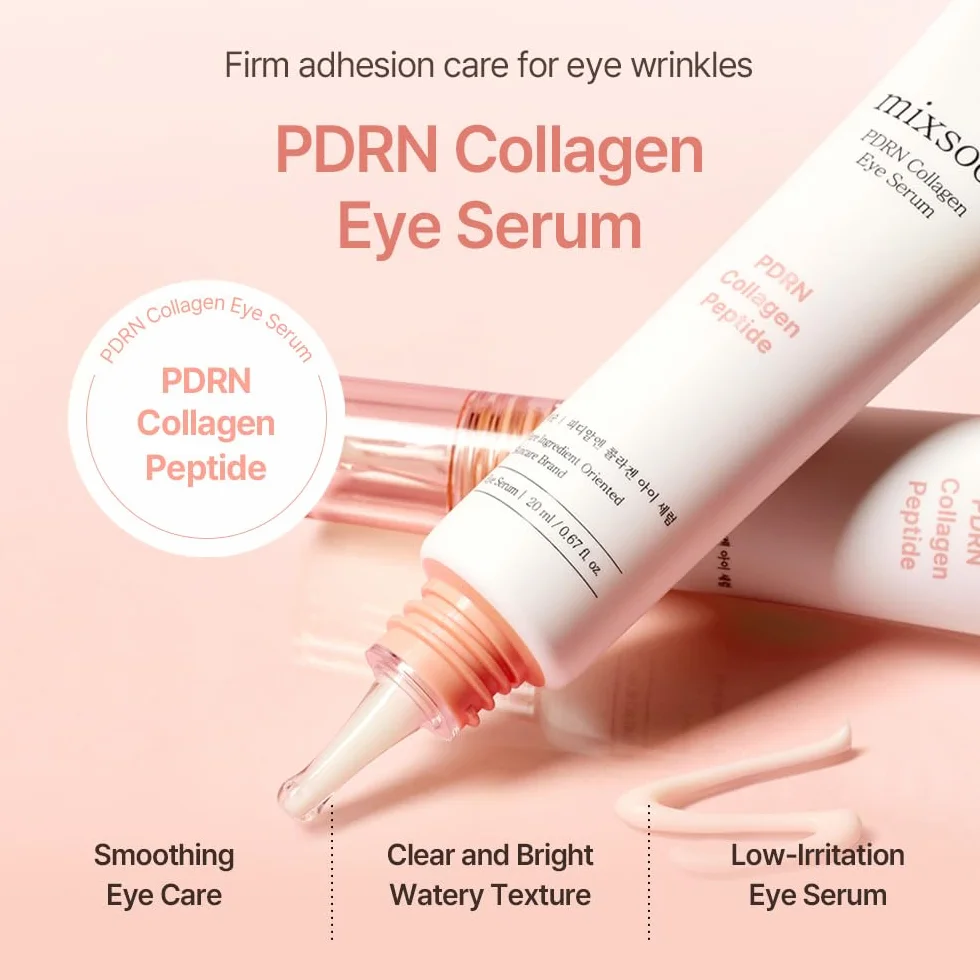 mixsoon PDRN Collagen Eye Serum, sérum contour des yeux hydratant et raffermissant, PDRN d’origine végétale, collagène et peptides