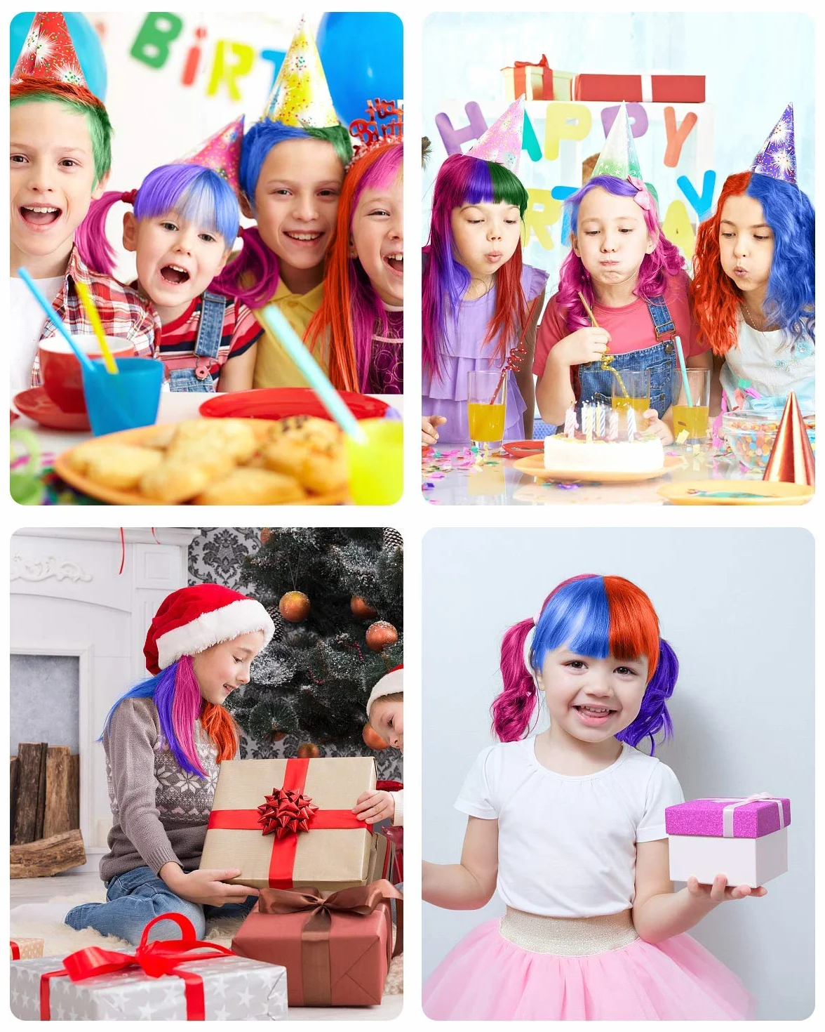 Peignes à Craie pour Cheveux Enfants Lot de 10 Coloration Temporaire Lavables Filles 4-10 ans