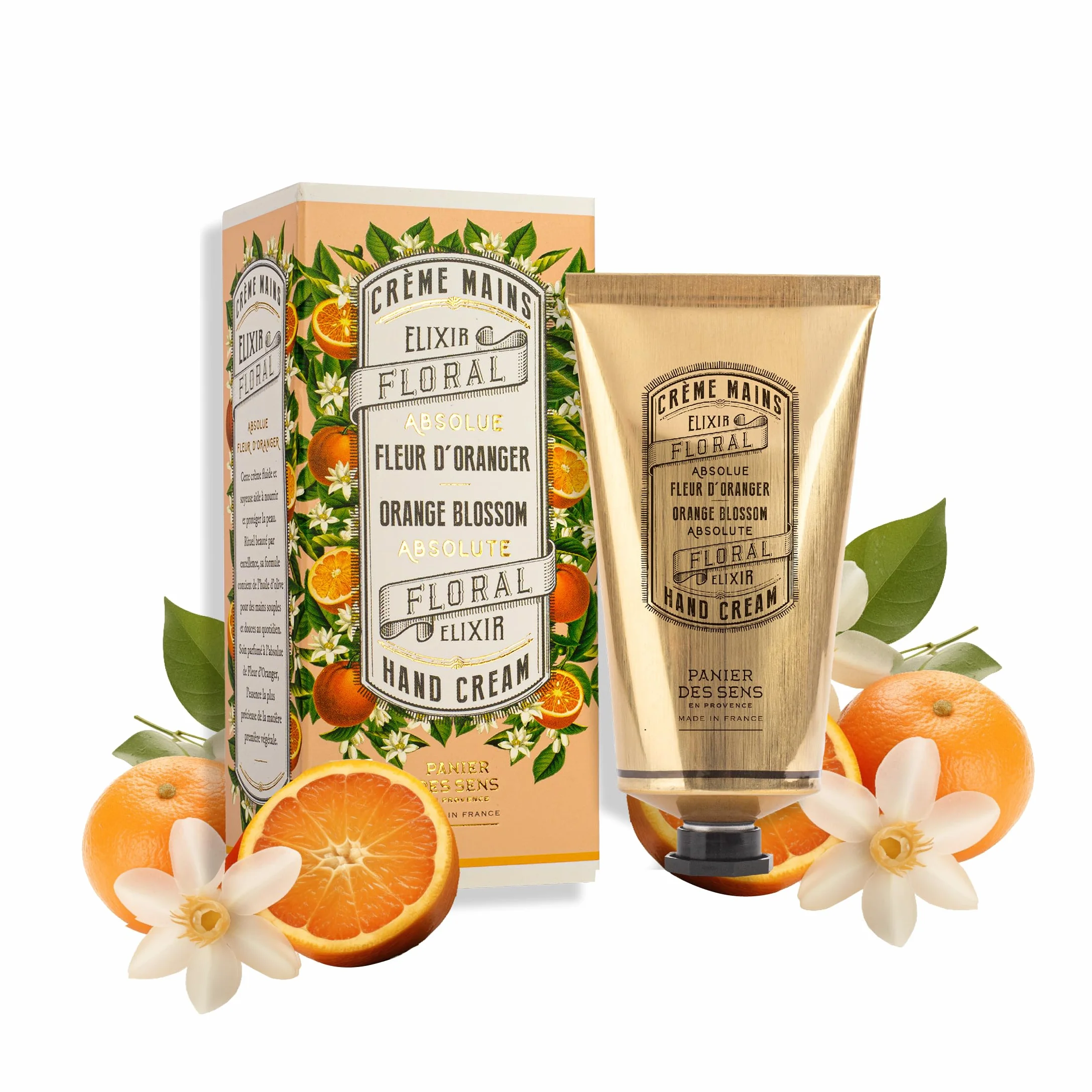Panier des Sens Crème Mains Peau Sèche Fleur d'Oranger Hydratante Huile d'Olive et d'Amande 75 ml