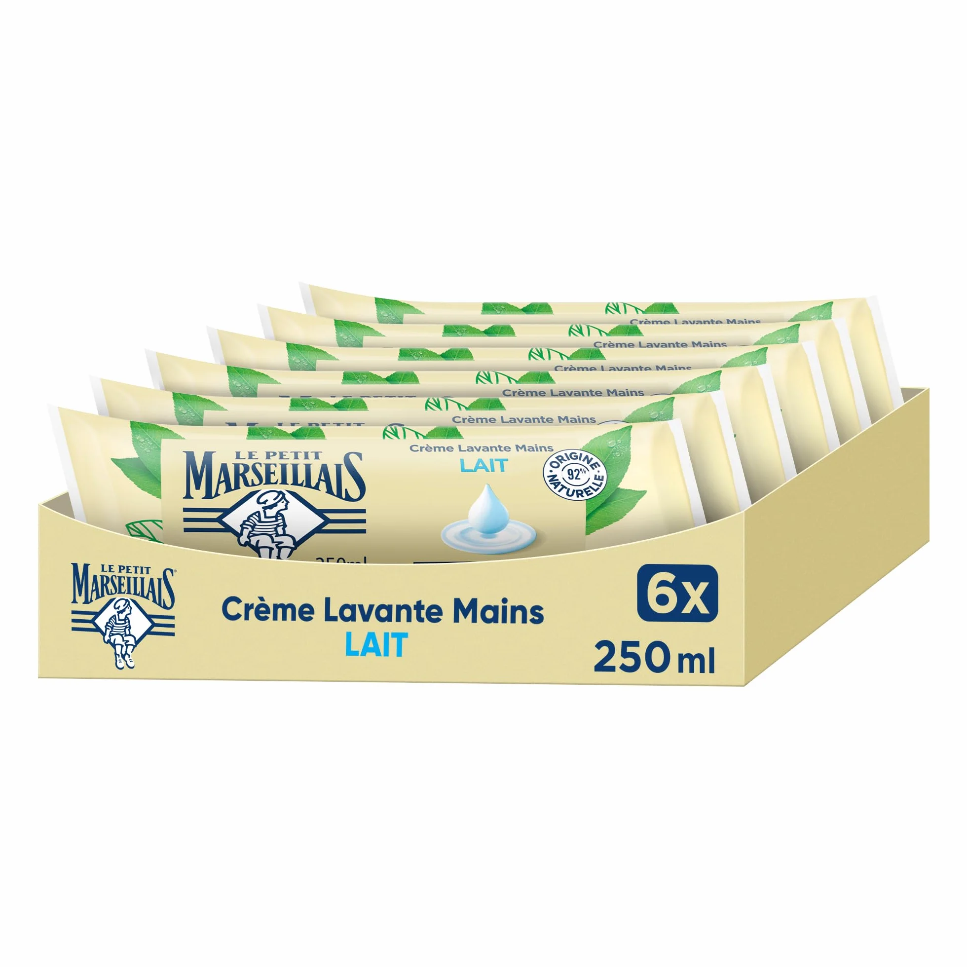 Le Petit Marseillais Recharge Crème Lavante Mains Lait 250ml x6 – Savon Liquide pH Neutre