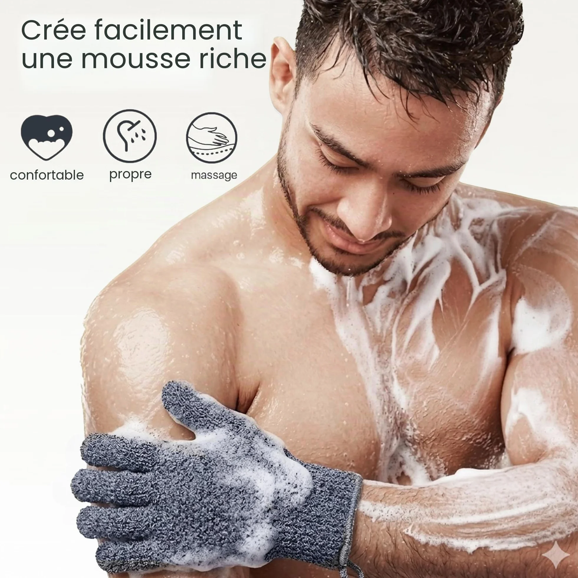 Yiclick 4 Pièces Gant Exfoliant Corps Hammam Gommage Visage Soie Corps Body Scrub Fleur Douche Eponge Loofah Bain Brosse