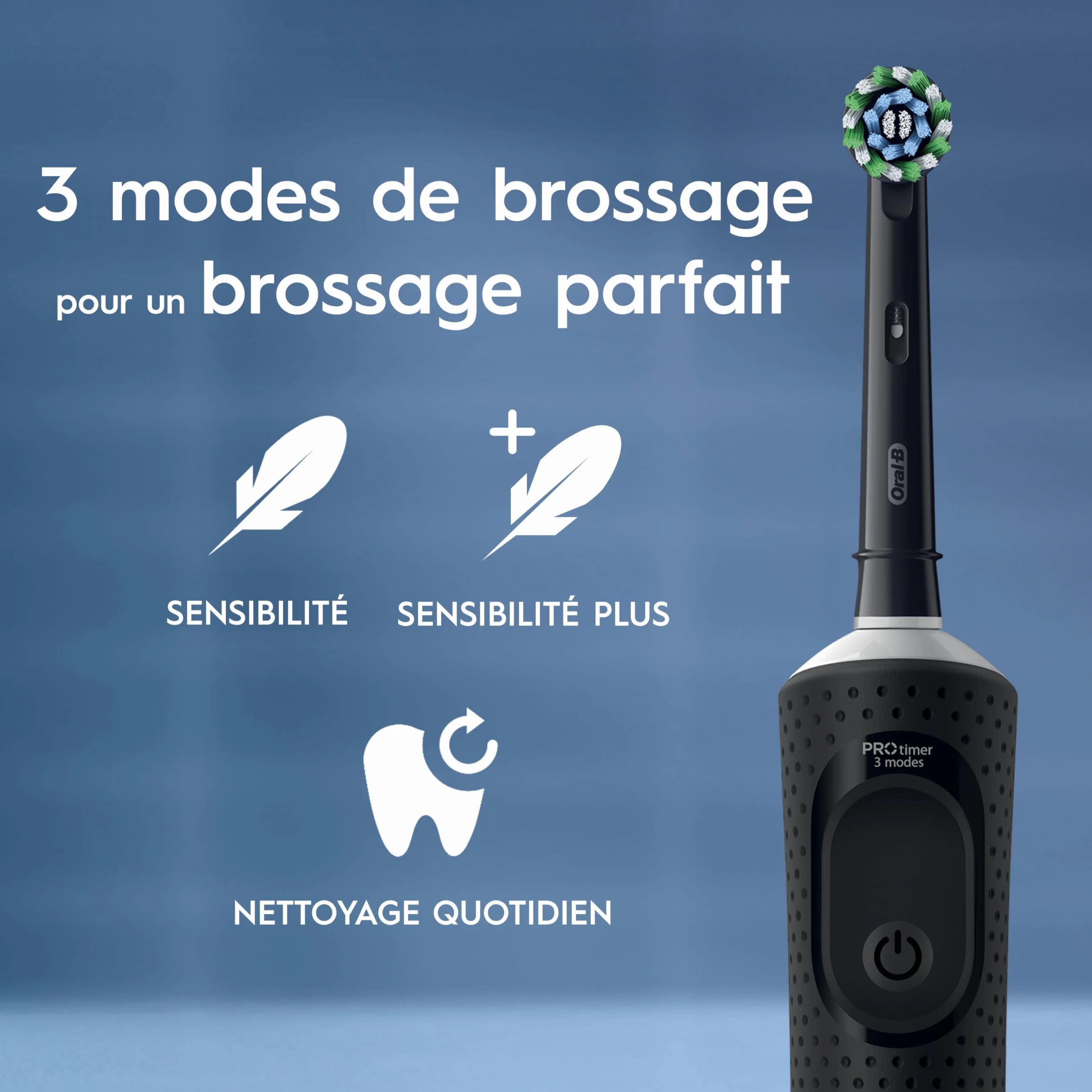 Oral-B Brosse à Dents Électriques Vitality Pro Noire 3 Modes Brossage Sensibilité Minuteur Intégré Chargeur