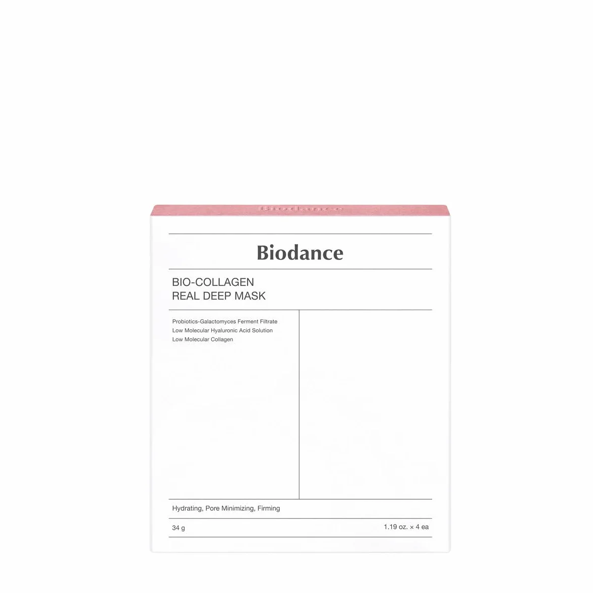 Biodance Bio Collagen Masque Visage Hydratant Raffermissant Acide Hyaluronique Niacinamide Galactomycètes 4 Feuilles
