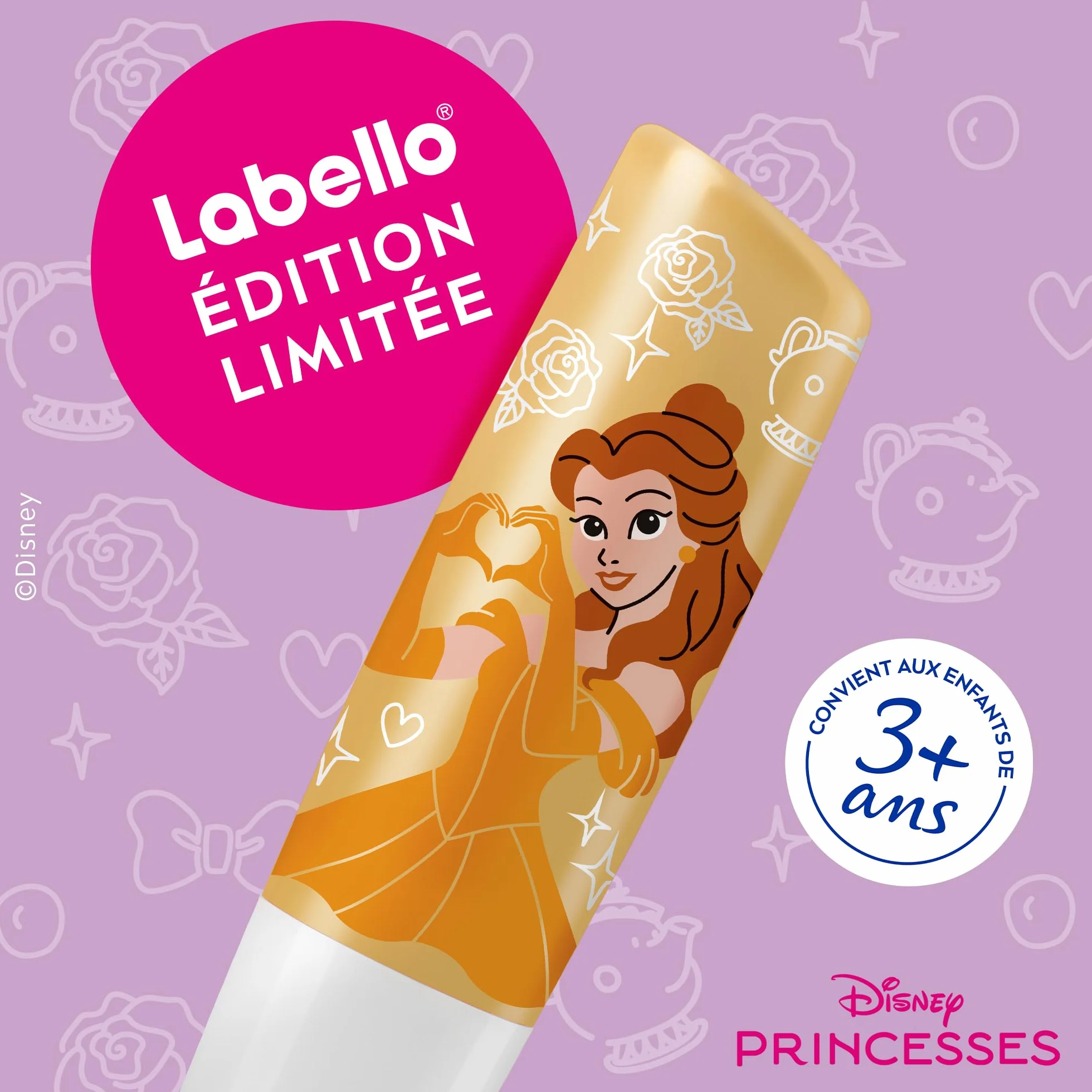 LABELLO Baume à lèvres Disney Princesse Belle Vanilla Cupcake 4,8g Stick hydratant vanille