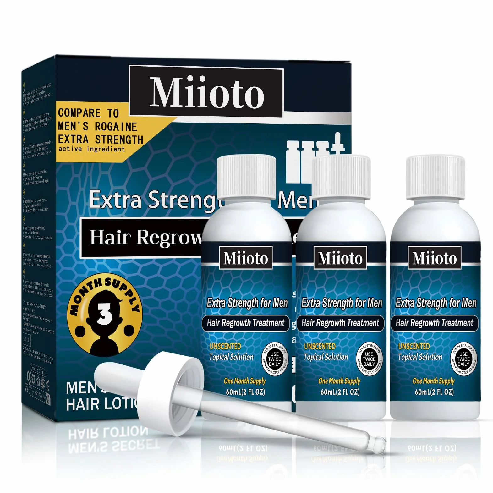 Serum Anti-chute Cheveux Hommes Pousse Cheveux Rapide 3 x 60 ml Croissance Plus Epaisse