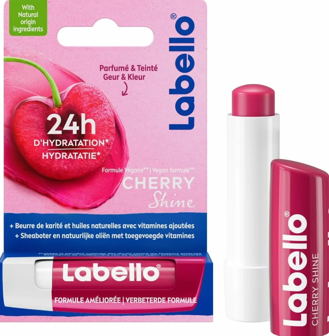 LABELLO Cherry Shine Baume à lèvres 5,5 ml Hydratation longue durée 24H