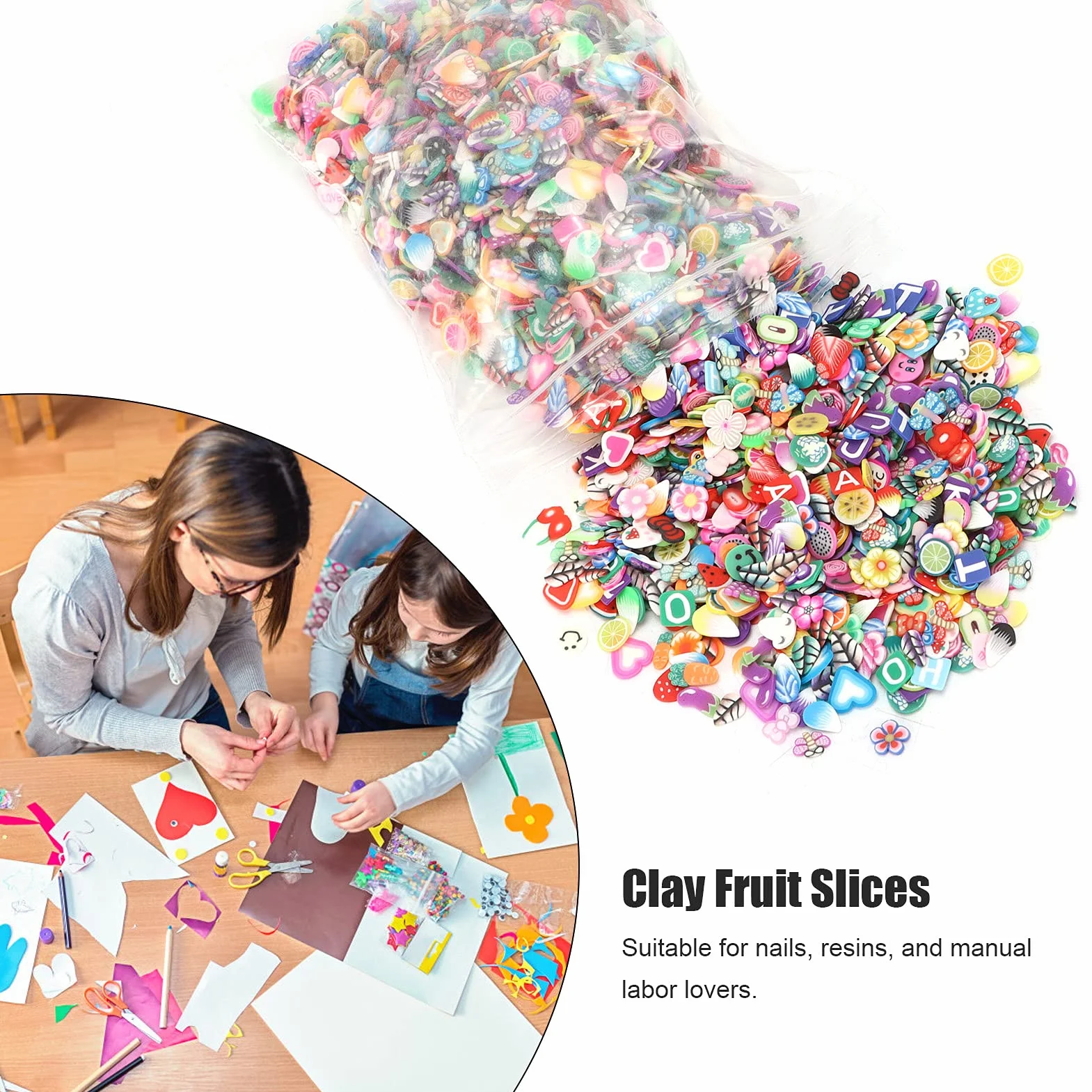 Fruits Tranches D'art D'ongle 3000 Pièces, Pâte Polymère pour Ongles Bricolage, Argile Imperméable pour Artisanat