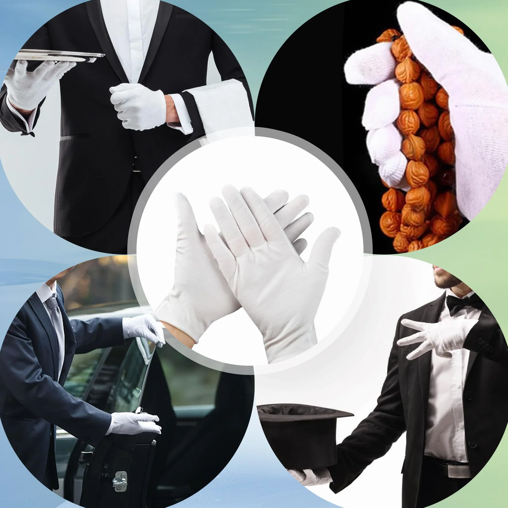 Gants Hydratants en Coton Blanc, Protection l'eczéma pour Peau Sèche et Sensible, Gants de Travail Minces