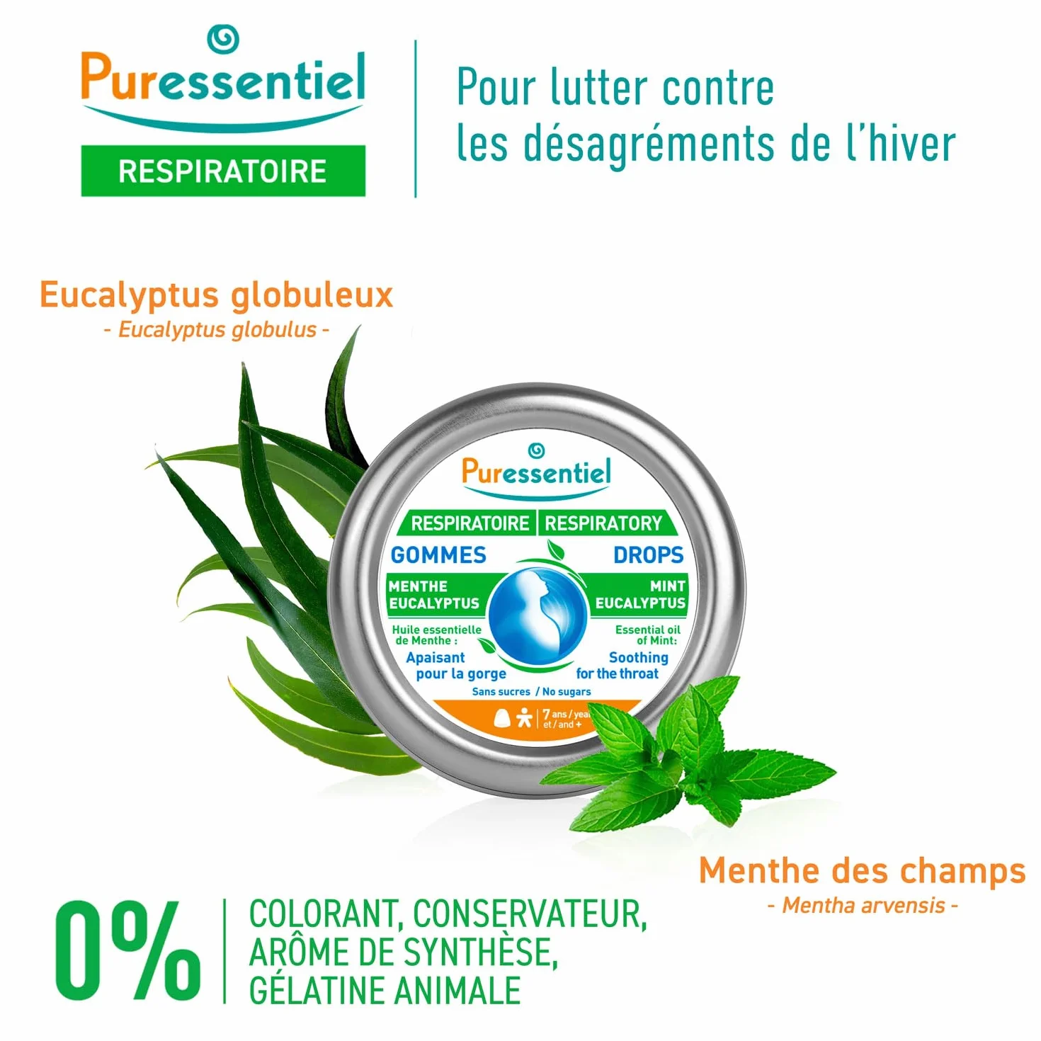 Puressentiel Gommes Menthe Eucalyptus Huile Essentielle Apaisant Gorge Sans Sucre 45 g