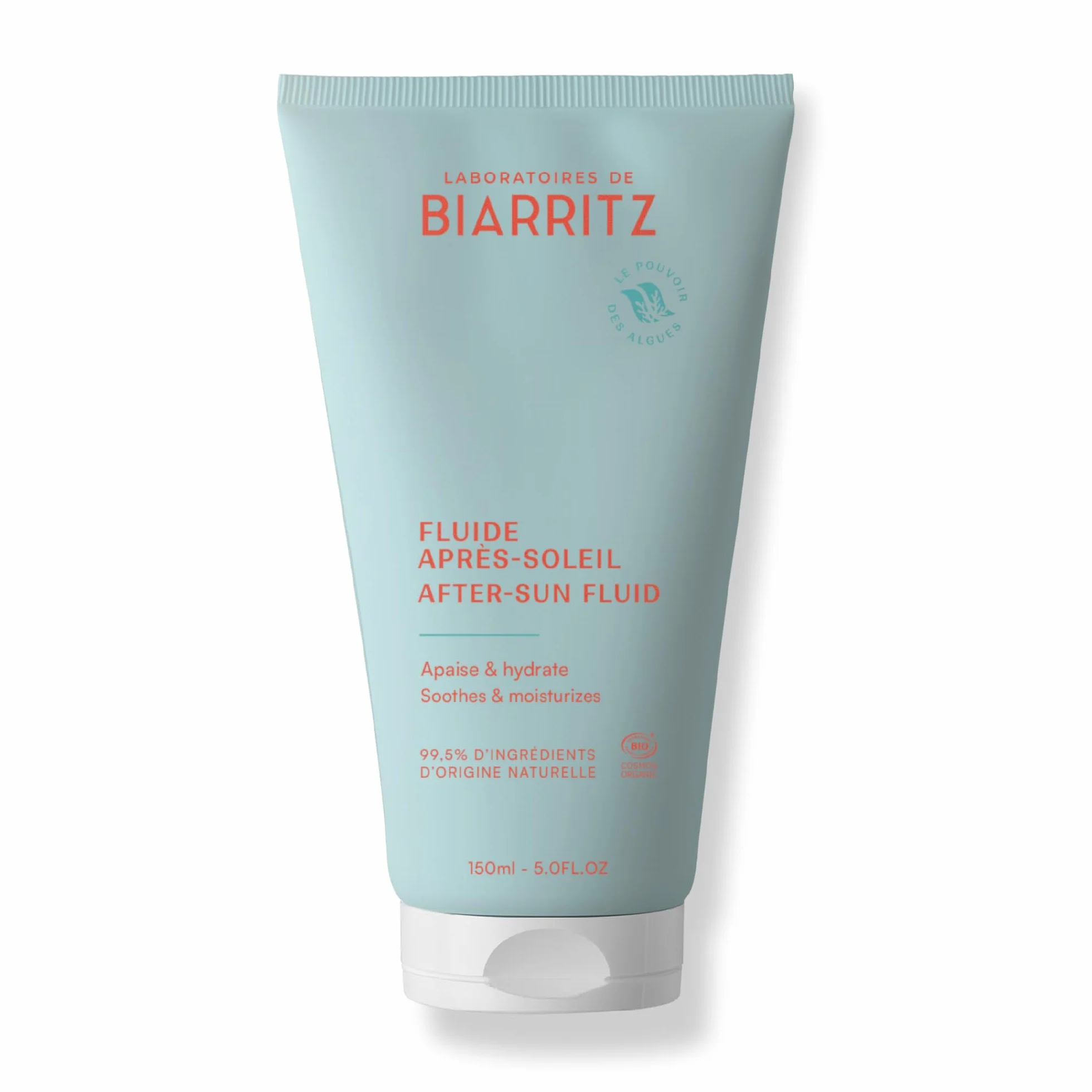 Laboratoires de Biarritz Fluide Après-Soleil Certifié Bio Hydrate et Apaise Visage et Corps 150 ml