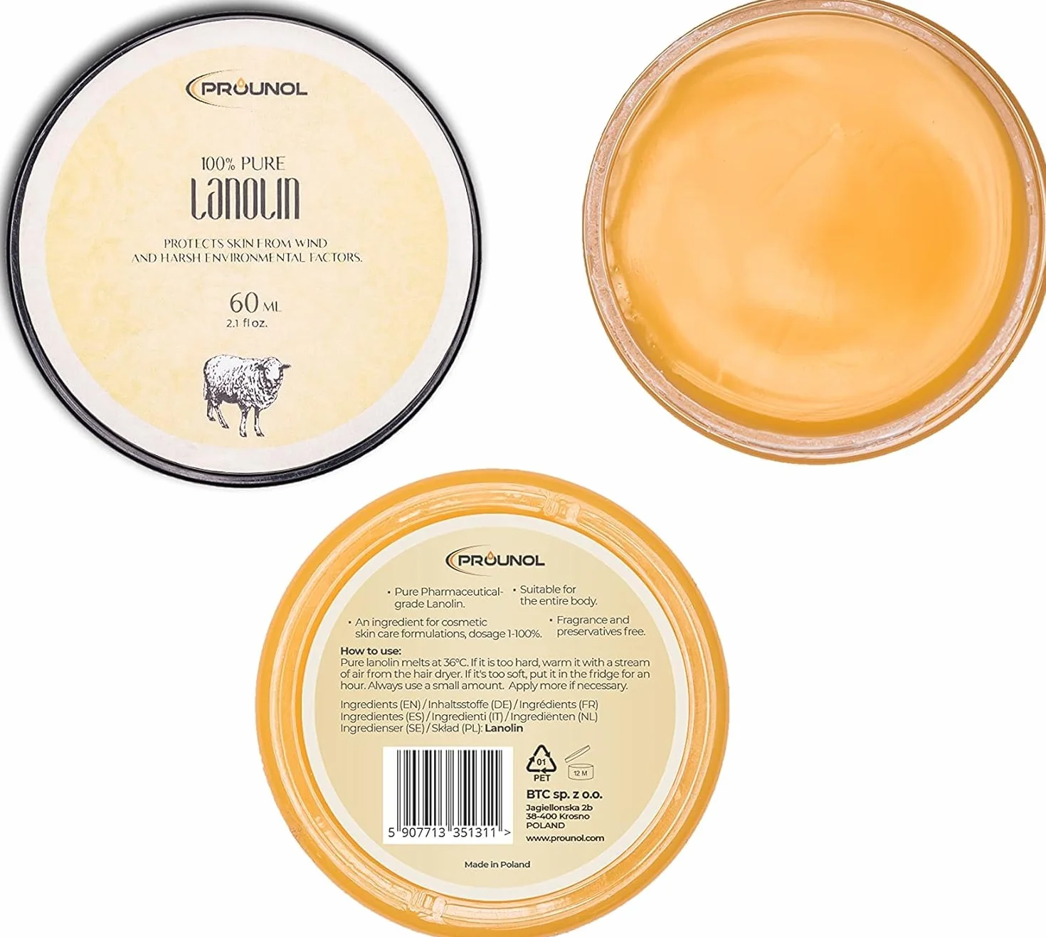 PROUNOL Lanoline Pure 60 ml Crème pour les peaux très sèches
