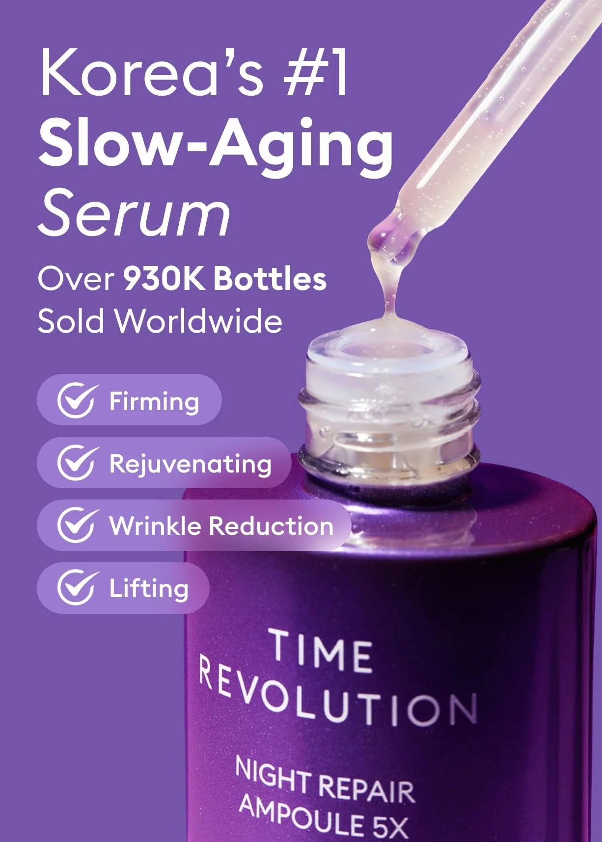 MISSHA - Time Revolution Night Repair Ampoule 5X | Revitalise la Peau Nocturne | Combat les Signes du Vieillissement | Améliore Texture et Élasticité, Naturel, 50 ml