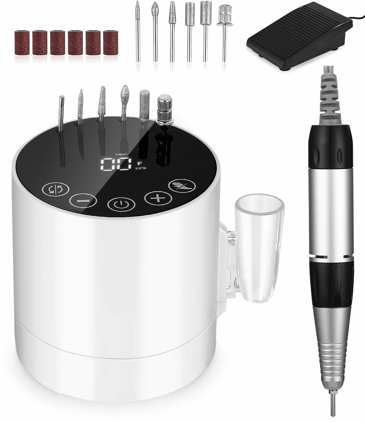 Ponceuse pour Ongles Professionnelle 35000 RPM, lime a ongle electrique, Ponceuse à Ongles, Ponceuse Ongles Electrique, Torne professionnel pour ongles avec Pédale et 6 Forets à Ongles