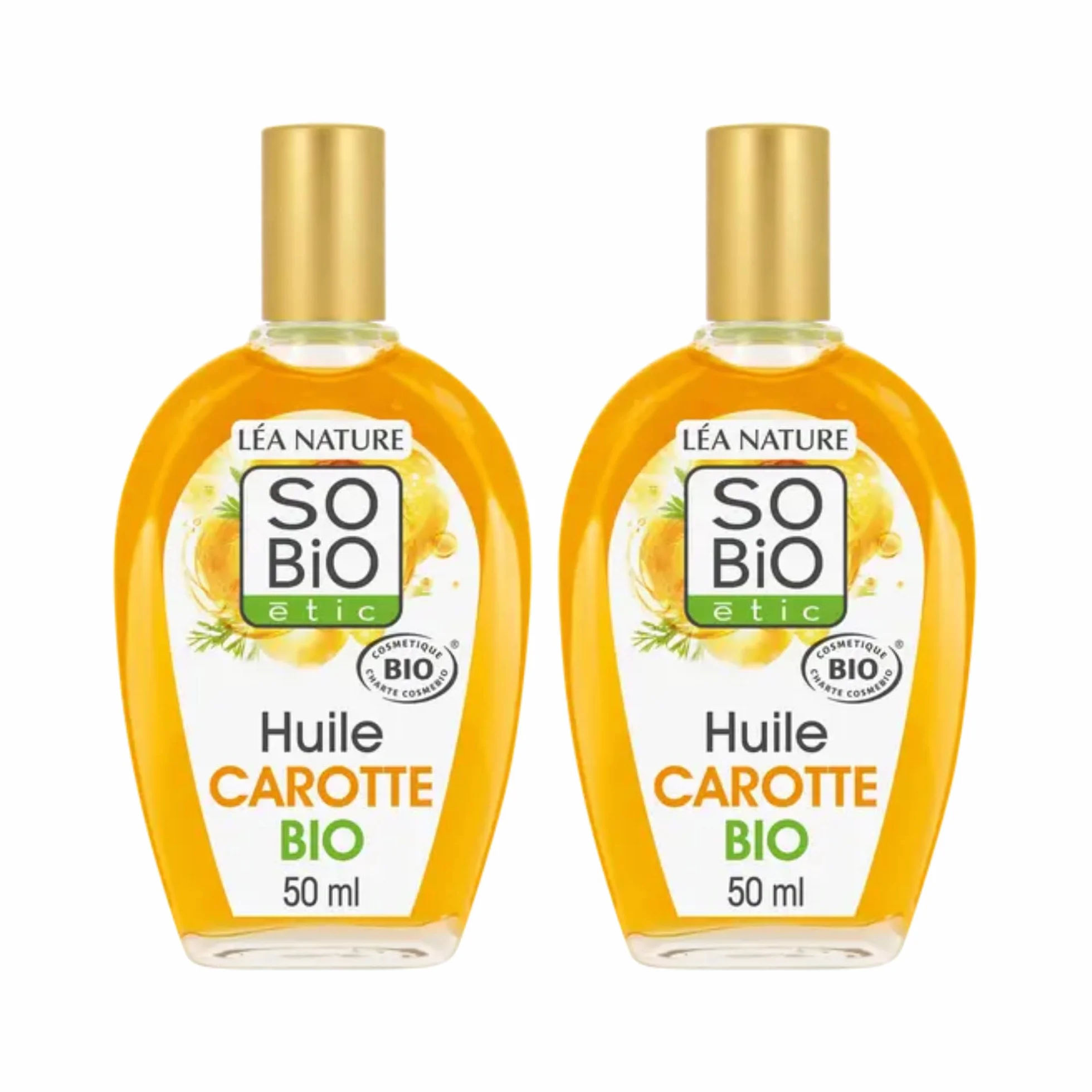 SO'BiO étic | Huile de Carotte bio | Effet bonne mine – Nourrit | Visage & Corps | 100% d'origine naturelle | Bio & Vegan | Made in France | 2x50 ml